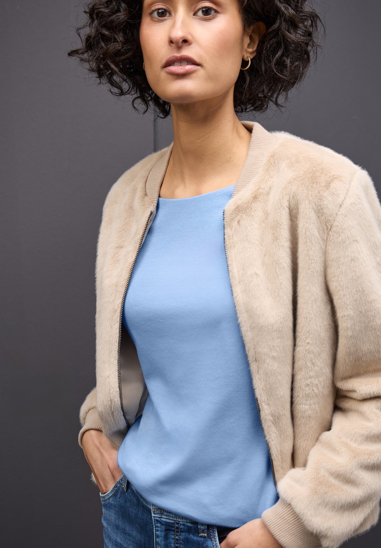 Street One Basic Langarmshirt - Farbe: frosted blue