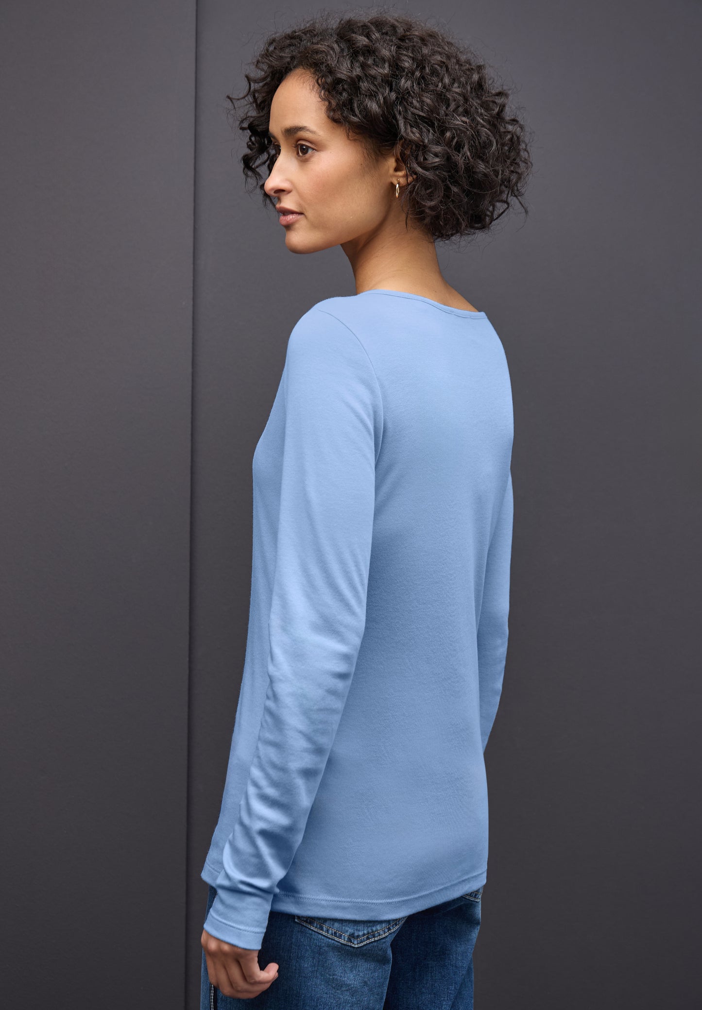 Street One Basic Langarmshirt - Farbe: frosted blue