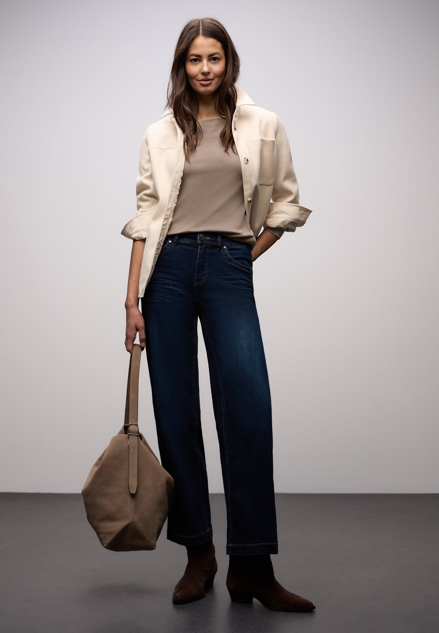 Street One - Basic Langarmshirt - Farbe: light terra mocha