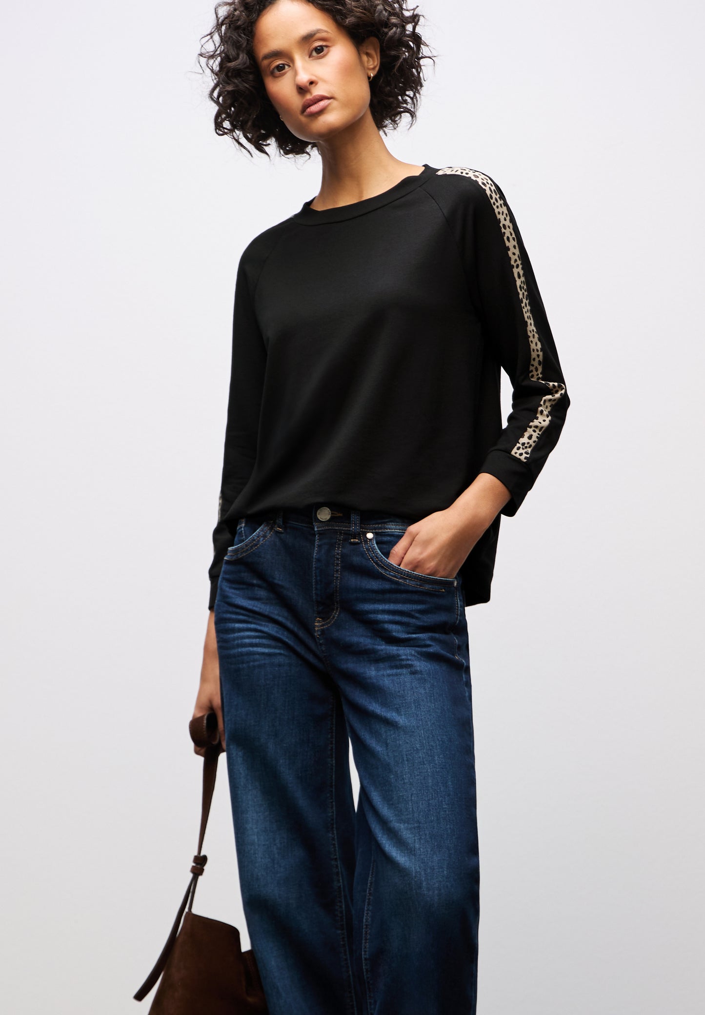 Street One Shirt mit Leo-Gallonstreifen - Farbe: Black
