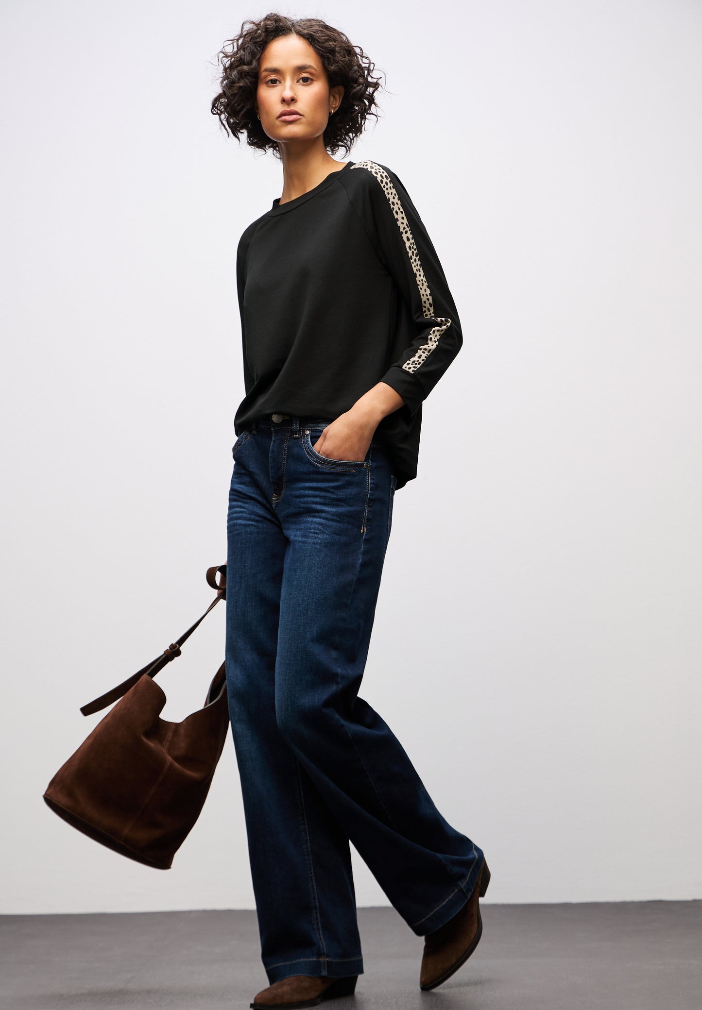 Street One Shirt mit Leo-Gallonstreifen - Farbe: Black