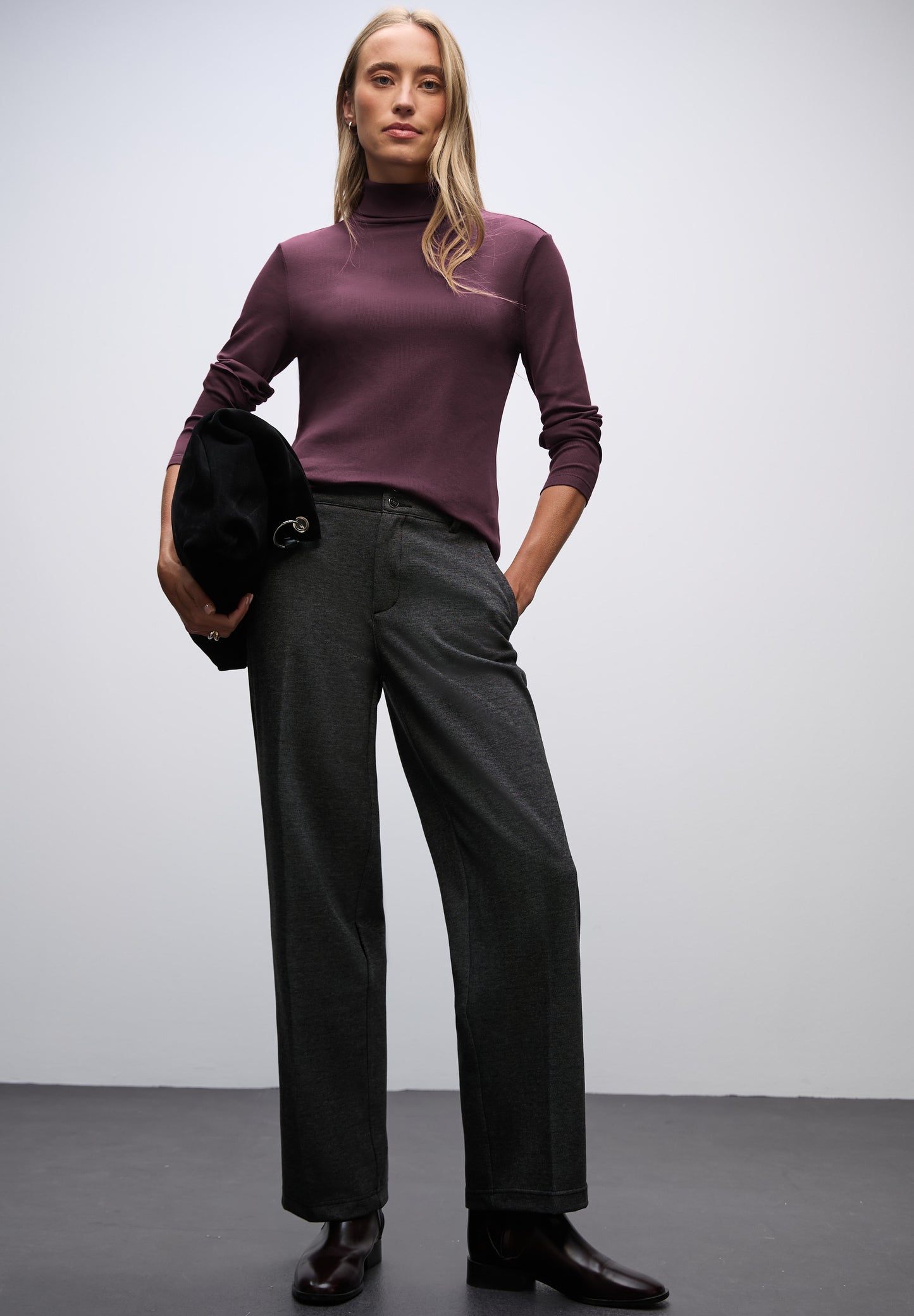 Street One Basic Rollkragenshirt - Farbe: jazz berry