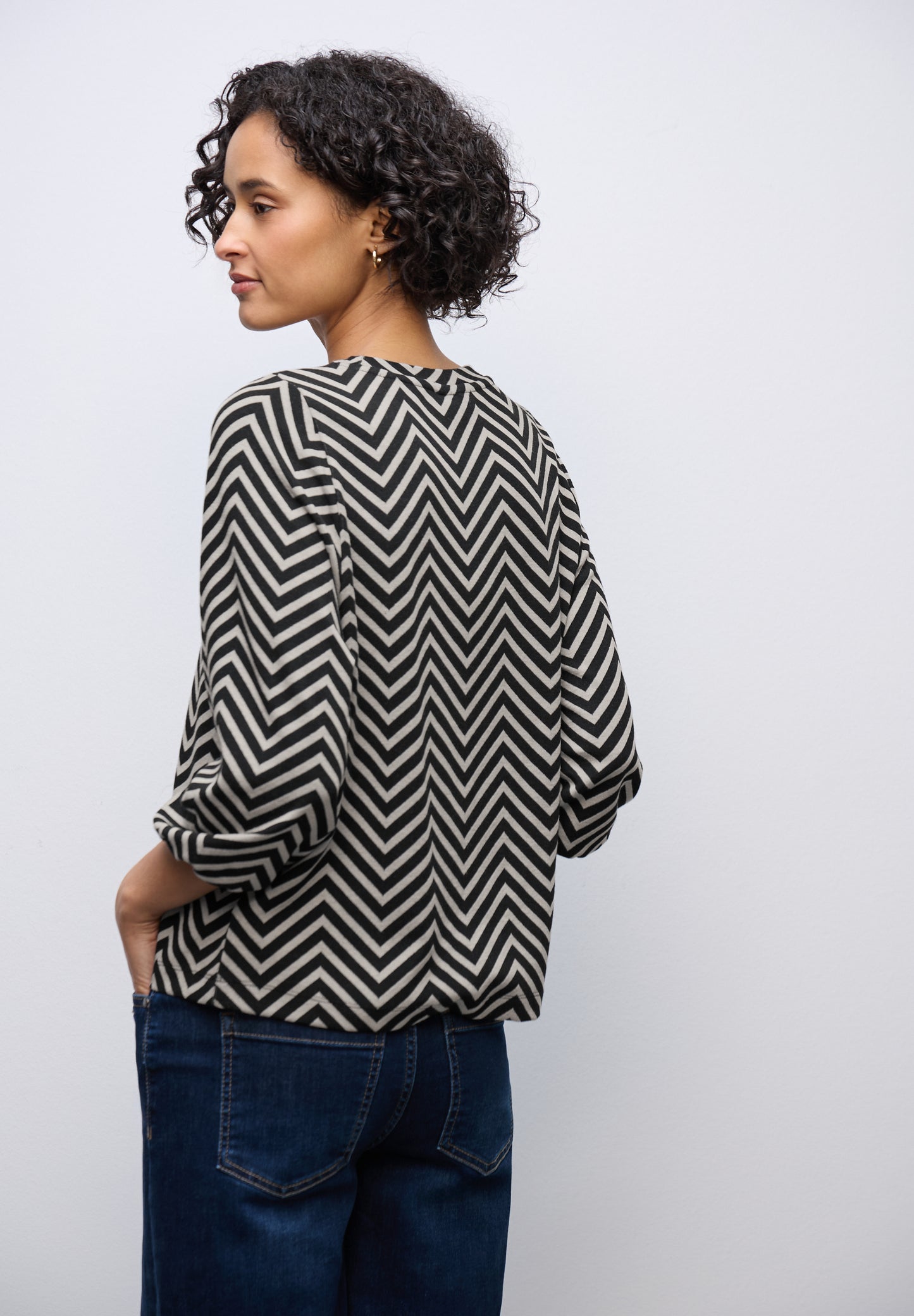 Street One Gemustertes Jacquard Shirt - Farbe: Black