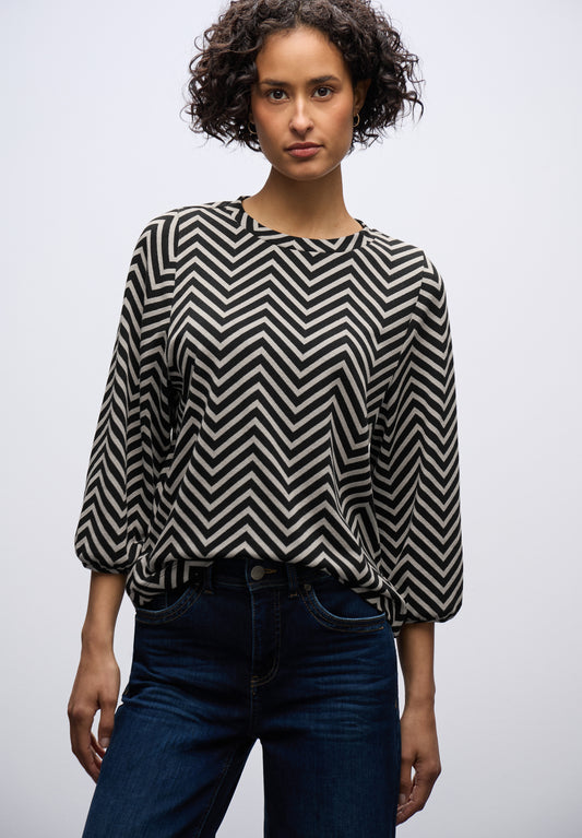 Street One Gemustertes Jacquard Shirt - Farbe: Black