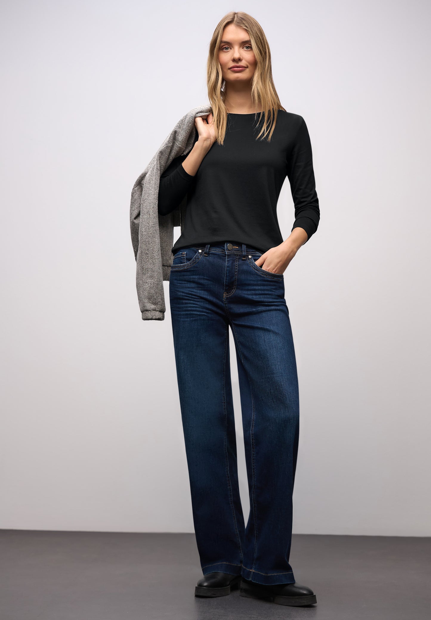 Street One - Basic Rundhalsshirt - Farbe: Black