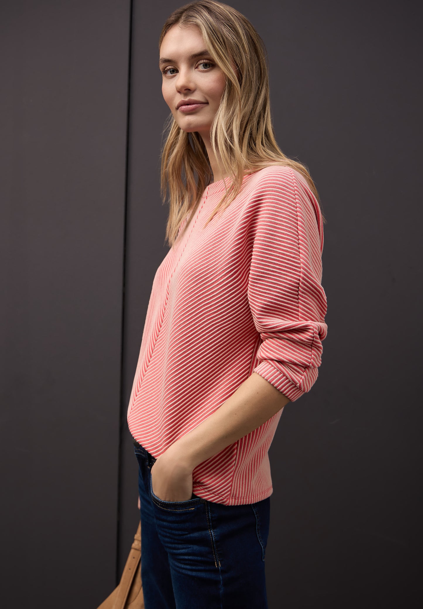 Street One - Two-Tone Strukturshirt - Farbe: striking coral