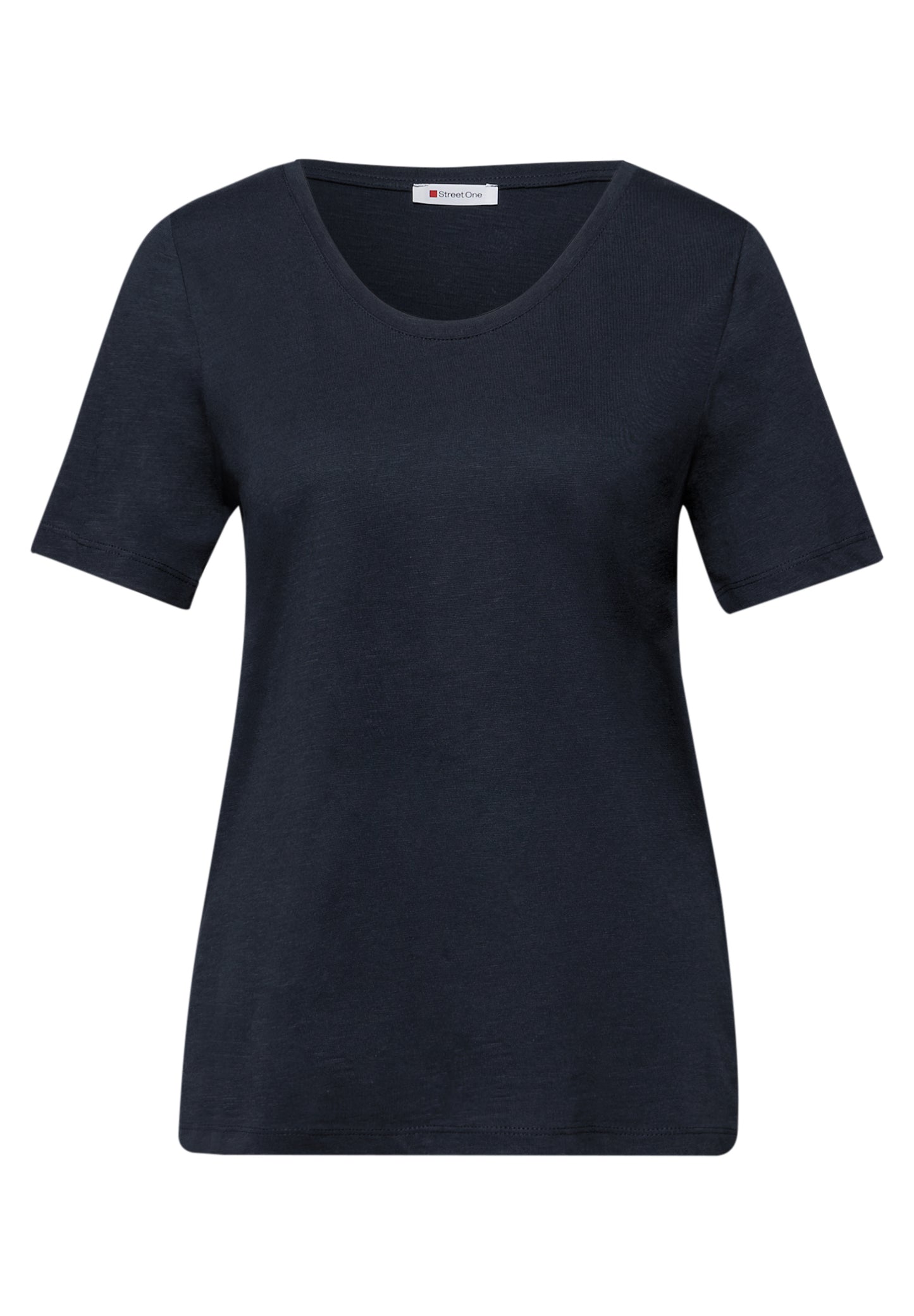 Street One - Basic T-Shirt mit gerundetem V-Neck - Farbe: shadowed navy