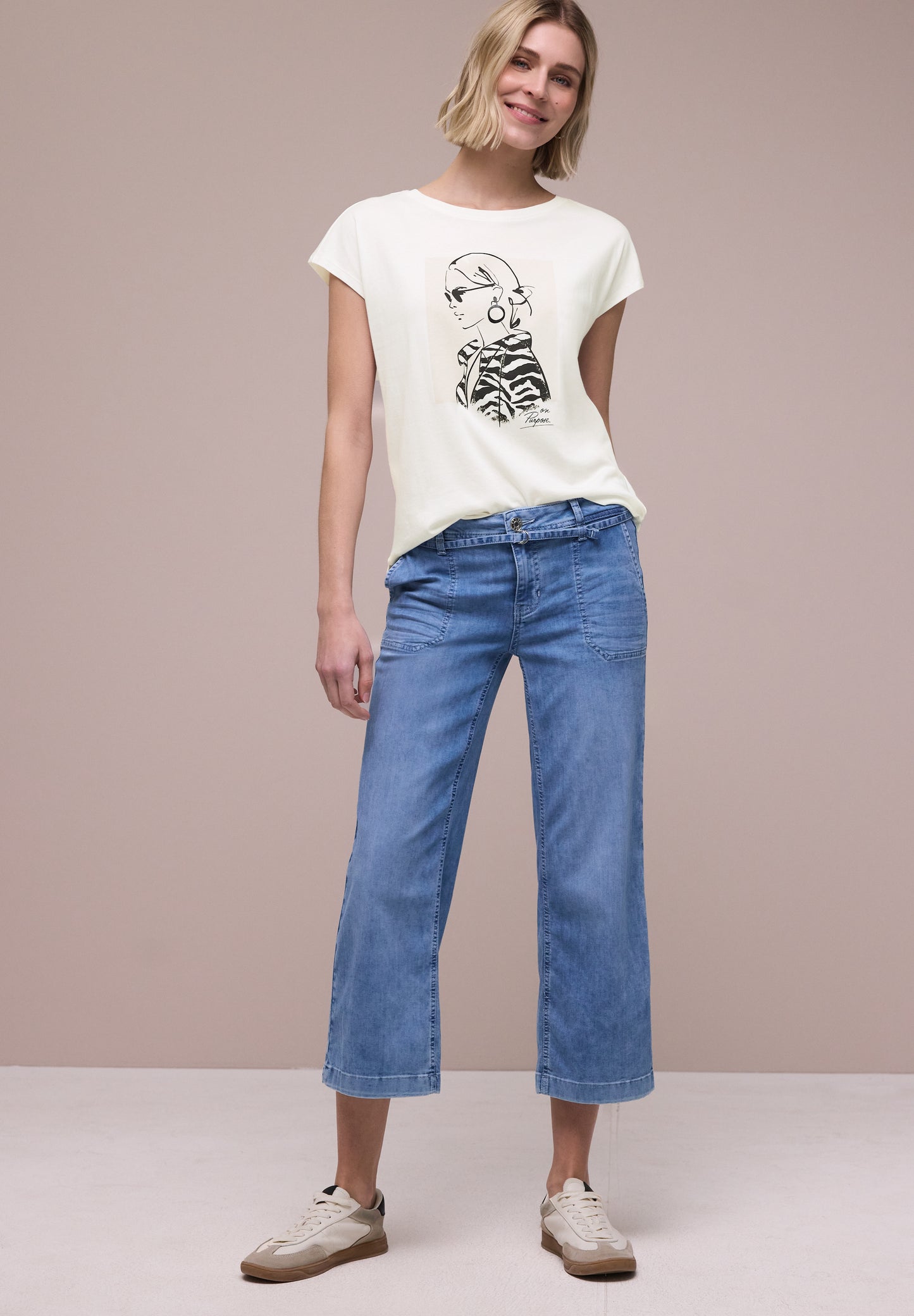Street One - Dropped Shoulder Shirt mit Print - Farbe: off white