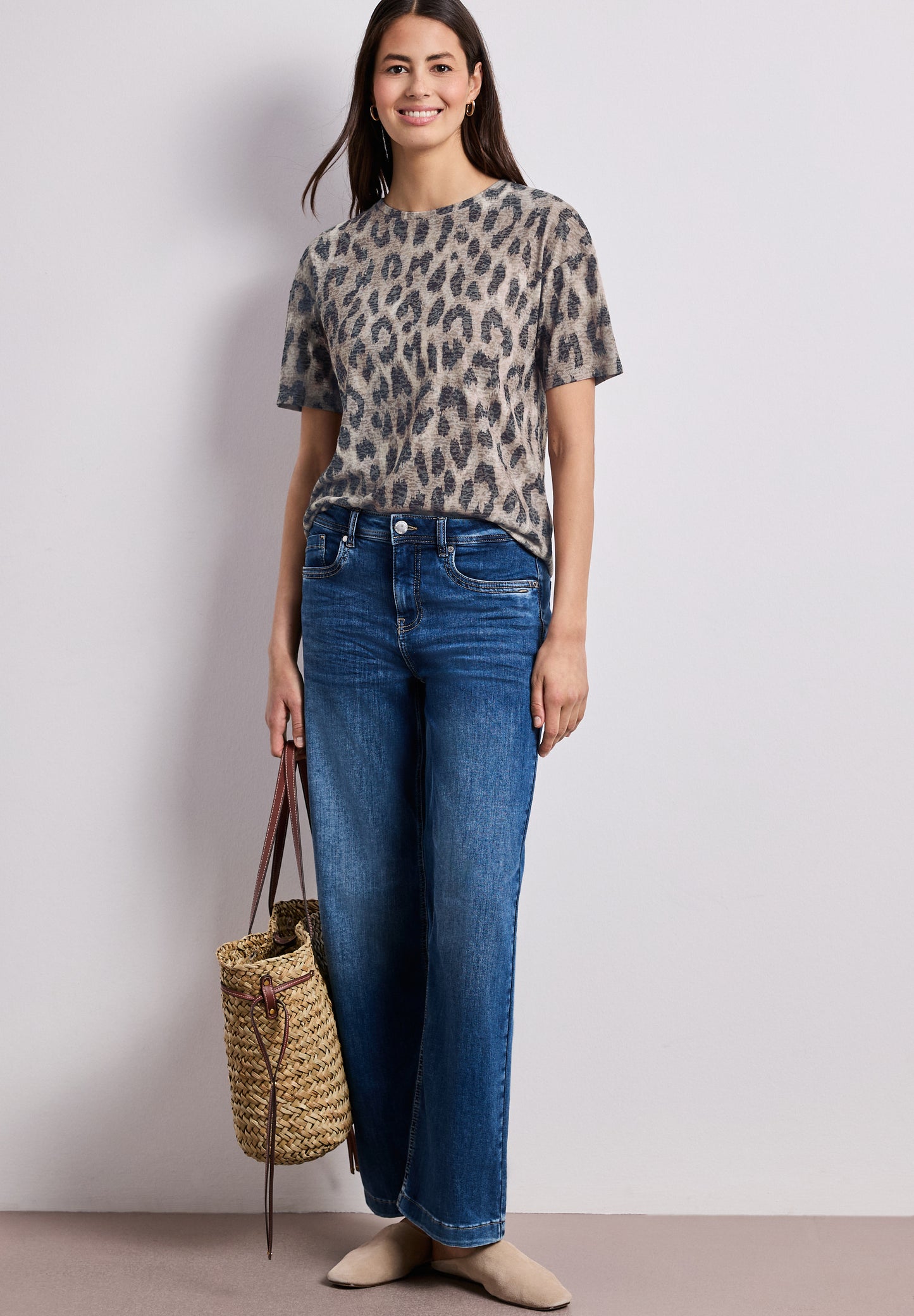 Street One - Shirt im Ausbrenner-Look mit Print - Farbe: timeless beige