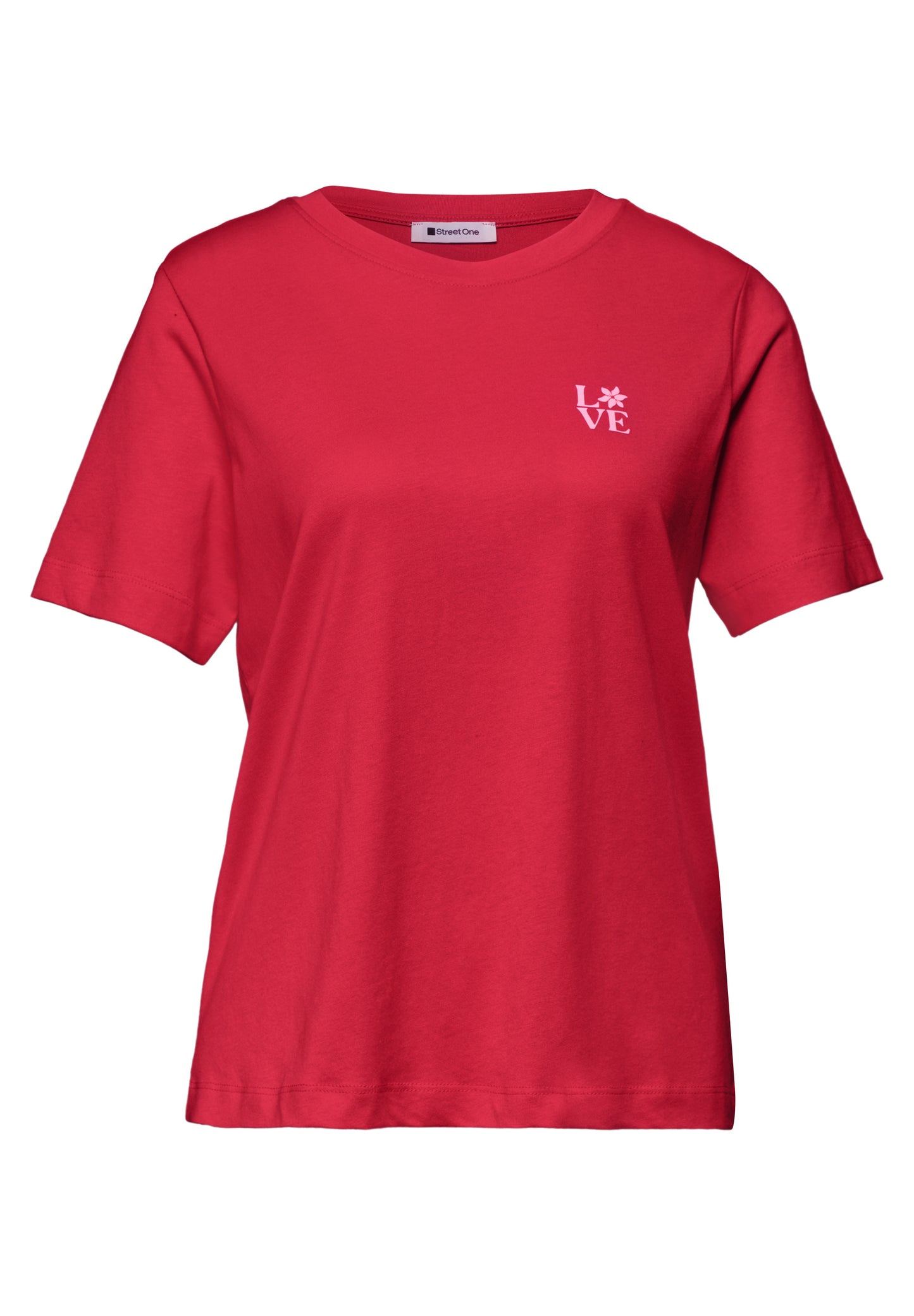 Street One - T-Shirt mit Rundhals und Printdetail - Farbe: salsa red
