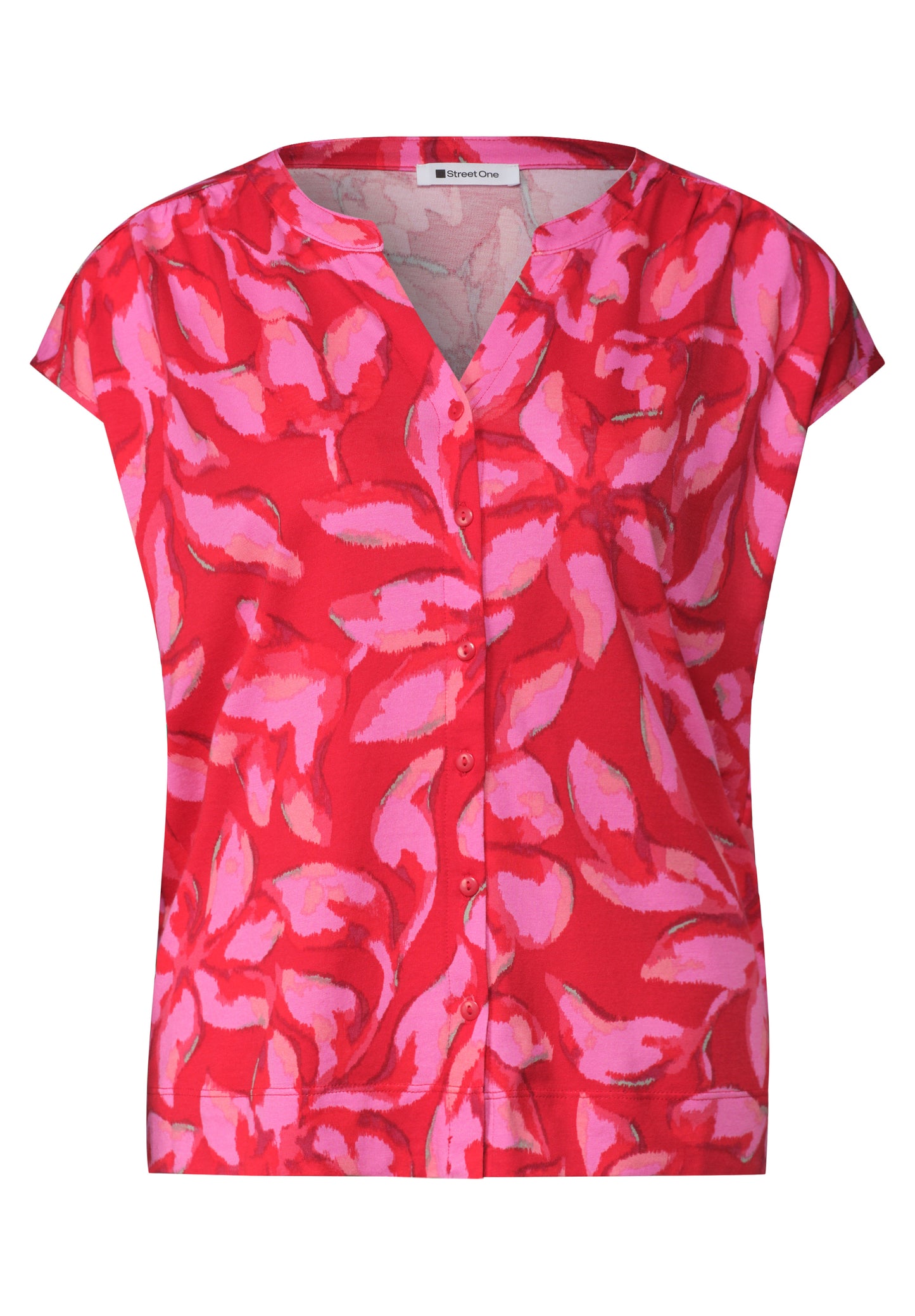 Street One - Shirt mit Knopfleiste und Print - Farbe: salsa red