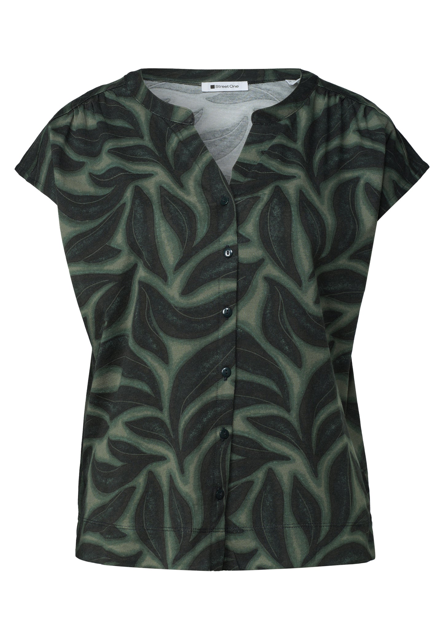 Street One - Shirt mit Knopfleiste und Print - Farbe: deep bound green