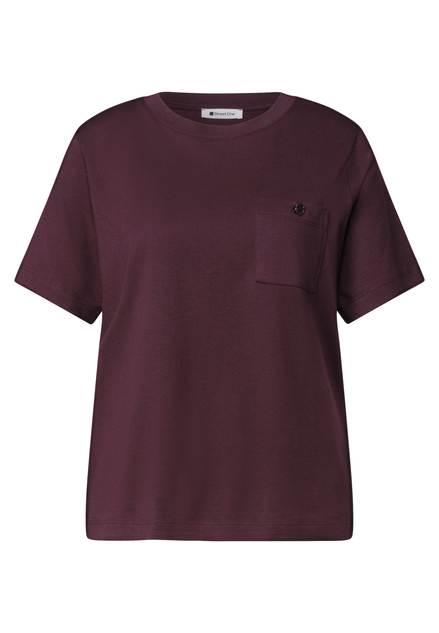 Street One - T-Shirt mit Rundhals und Brusttasche - Farbe: rustic rouge