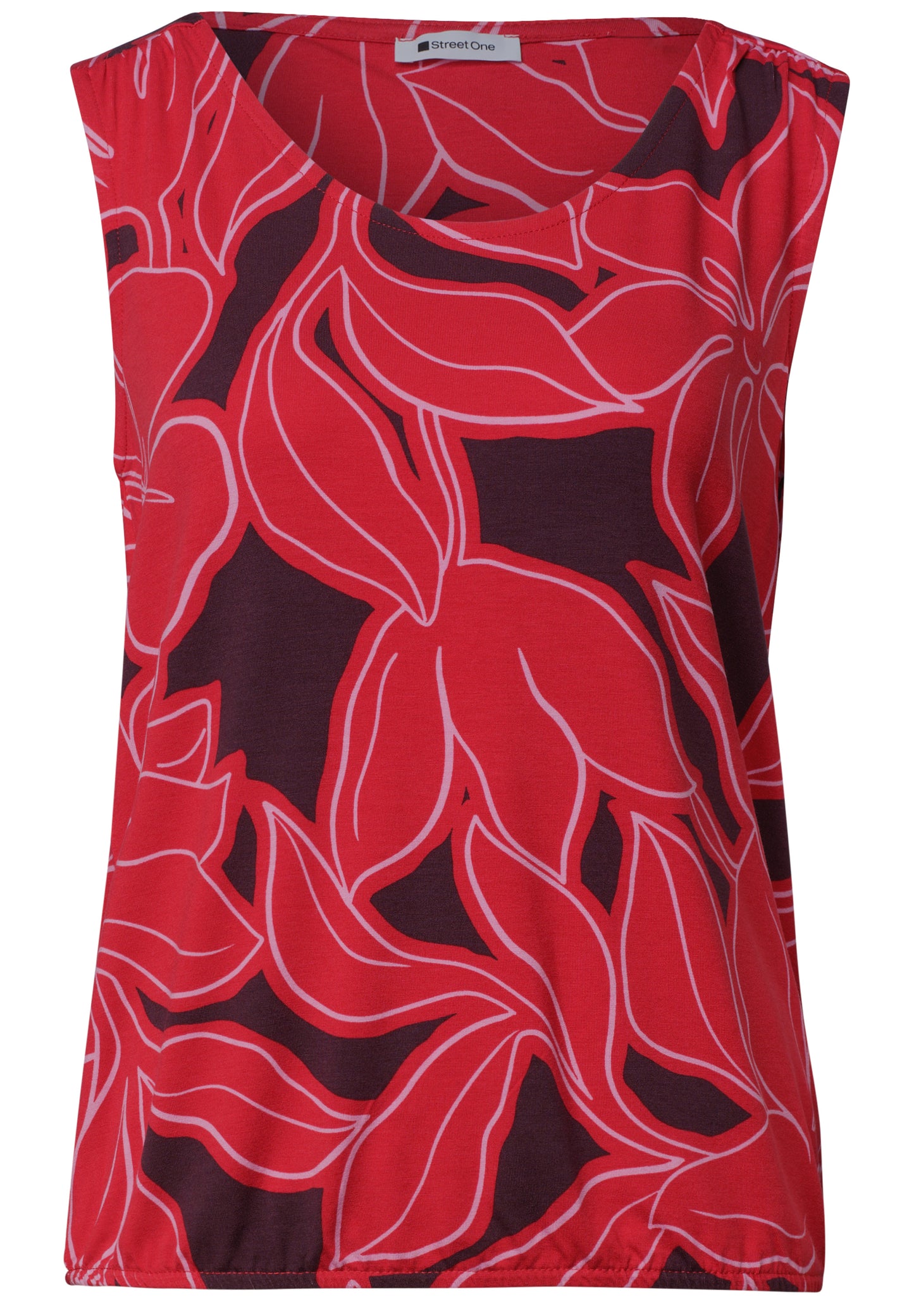 Street One - Top mit V-Neck und Elastiksaum - Farbe: salsa red