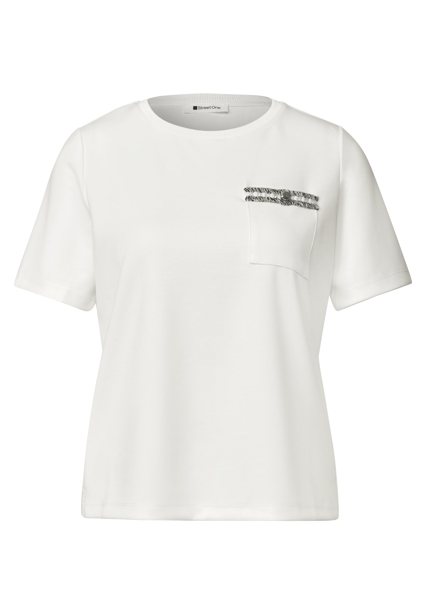 Street One - T-Shirt mit dekorativer Brusttasche - Farbe: off white
