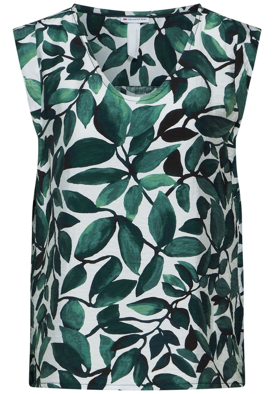 Street One - Bluse mit Blätter Print - grün