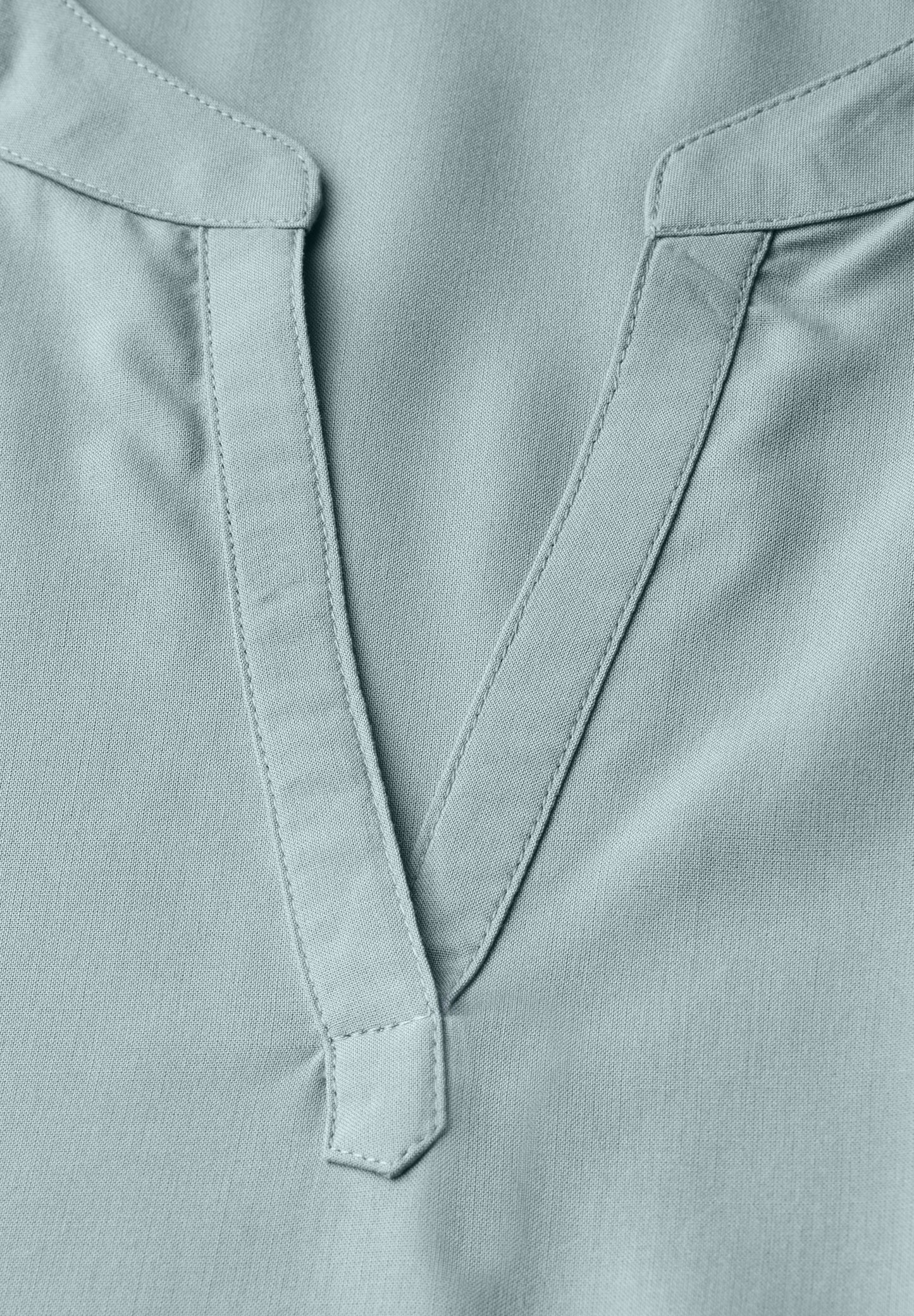 Street One Split Neck Bluse in Unifarbe - Farbe: arona blue