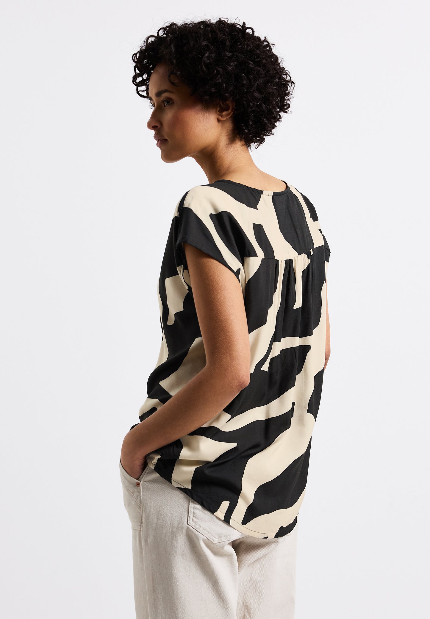 Street One Gemusterte Bluse - Farbe: whale tail grey