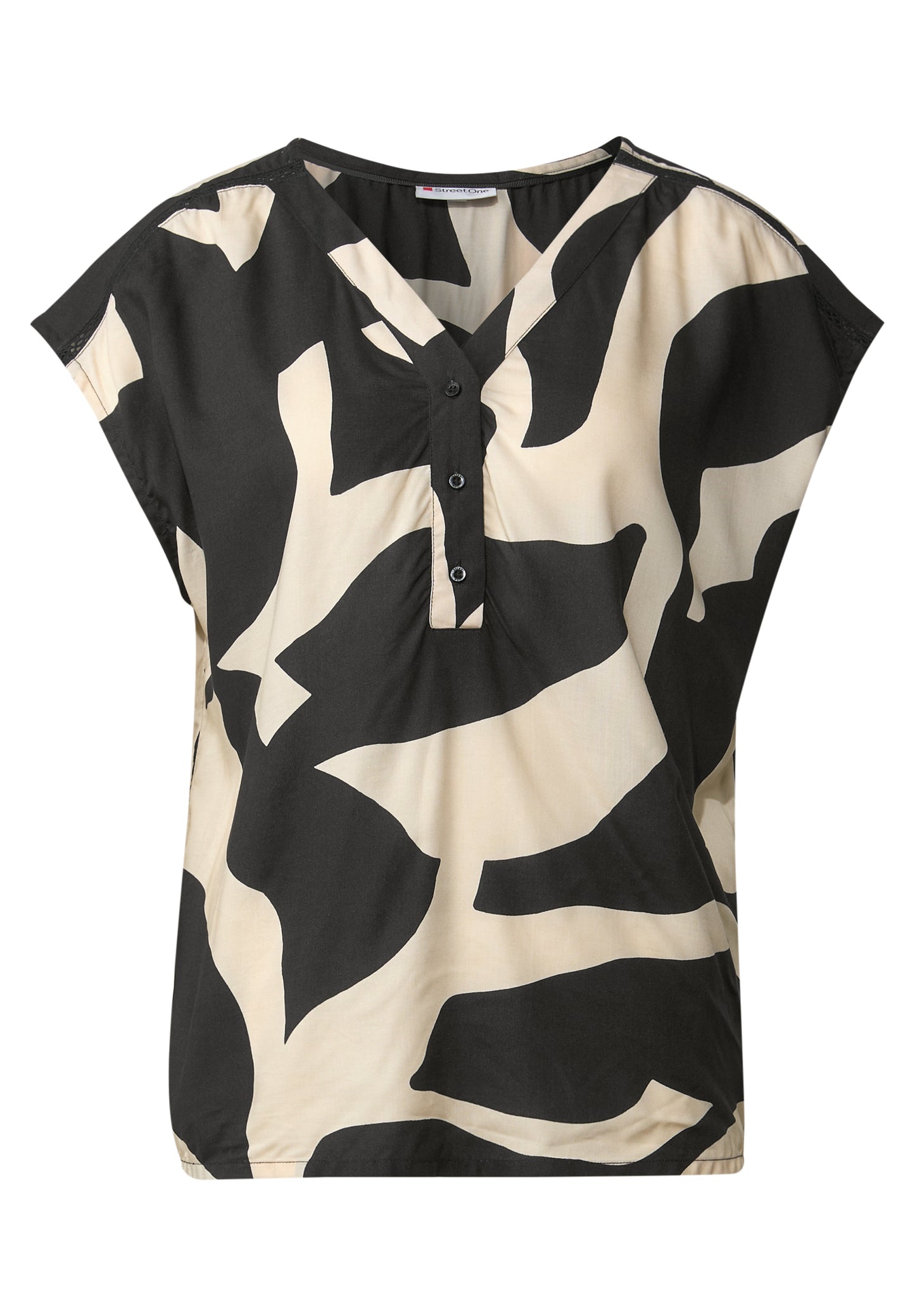 Street One Gemusterte Bluse - Farbe: whale tail grey