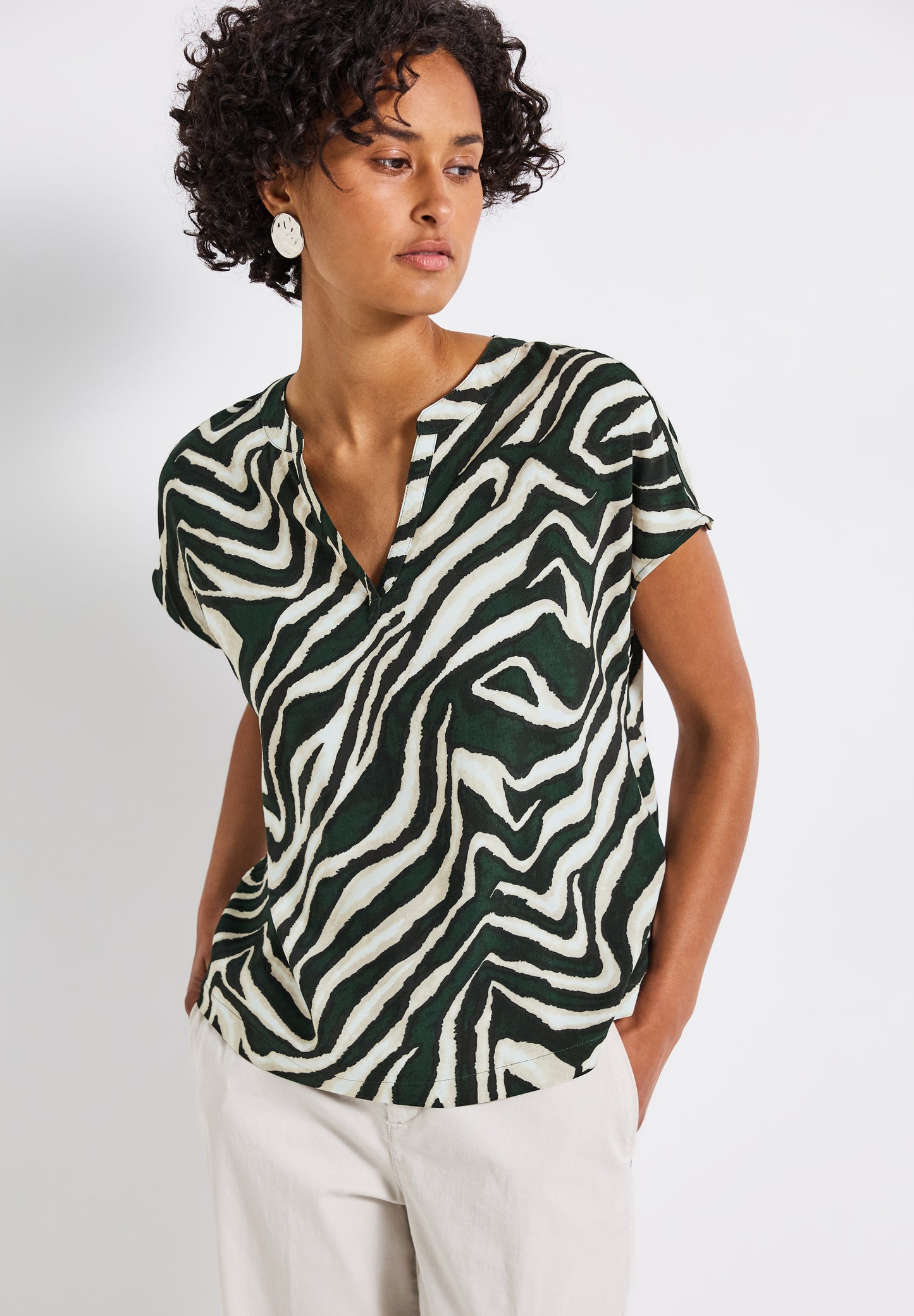 Street One Bluse mit Zebra-Muster - Farbe: pine grove green