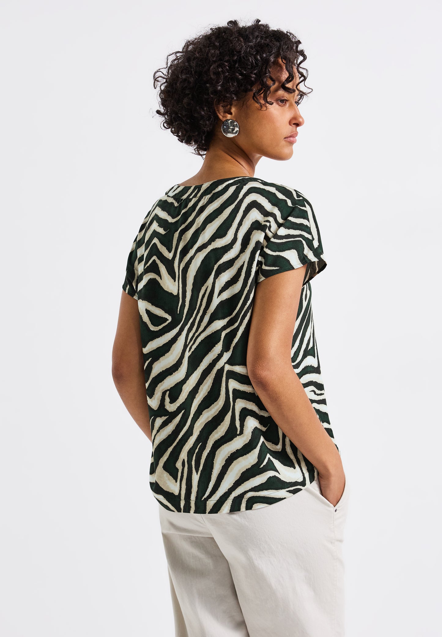 Street One Bluse mit Zebra-Muster - Farbe: pine grove green