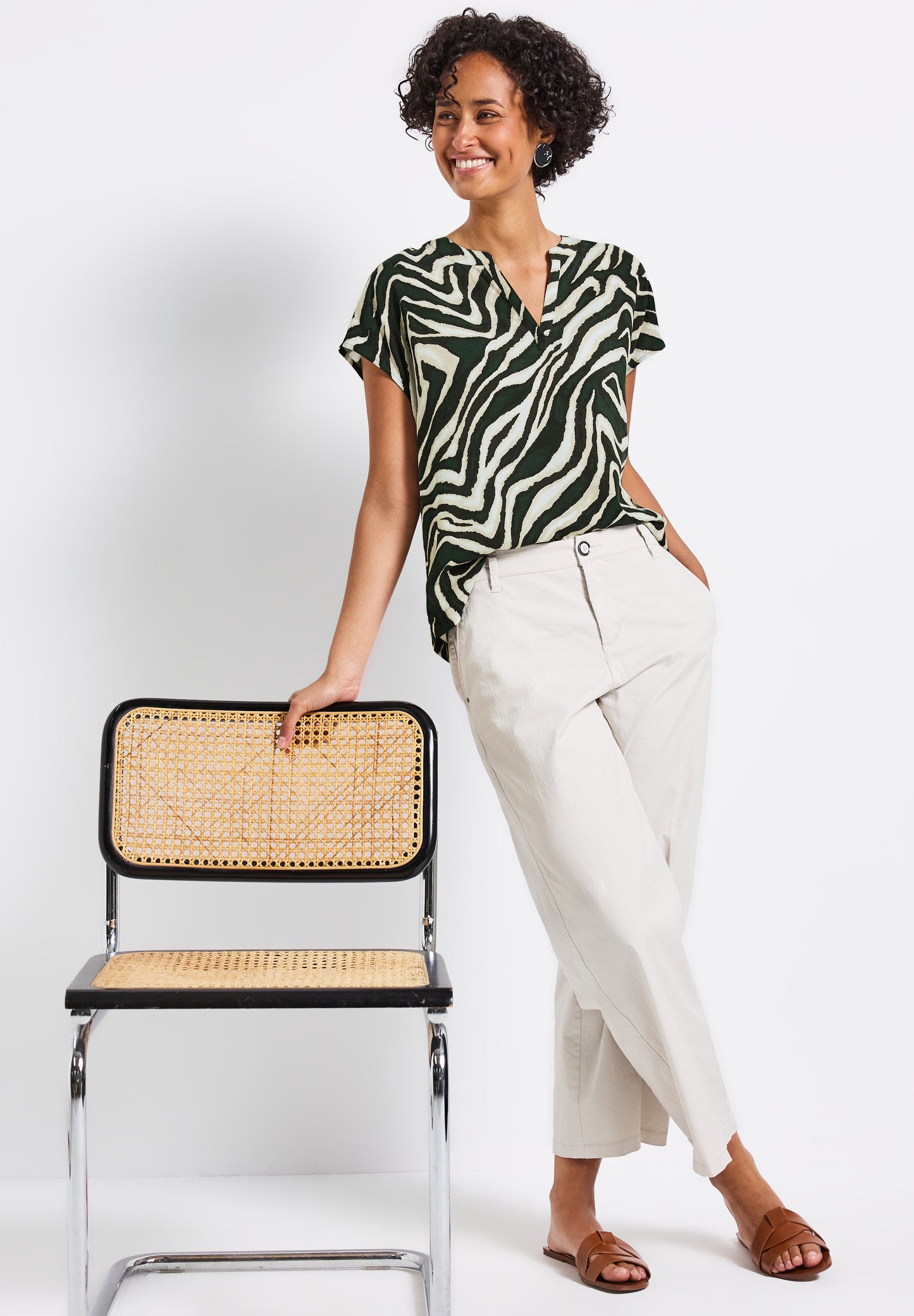 Street One Bluse mit Zebra-Muster - Farbe: pine grove green