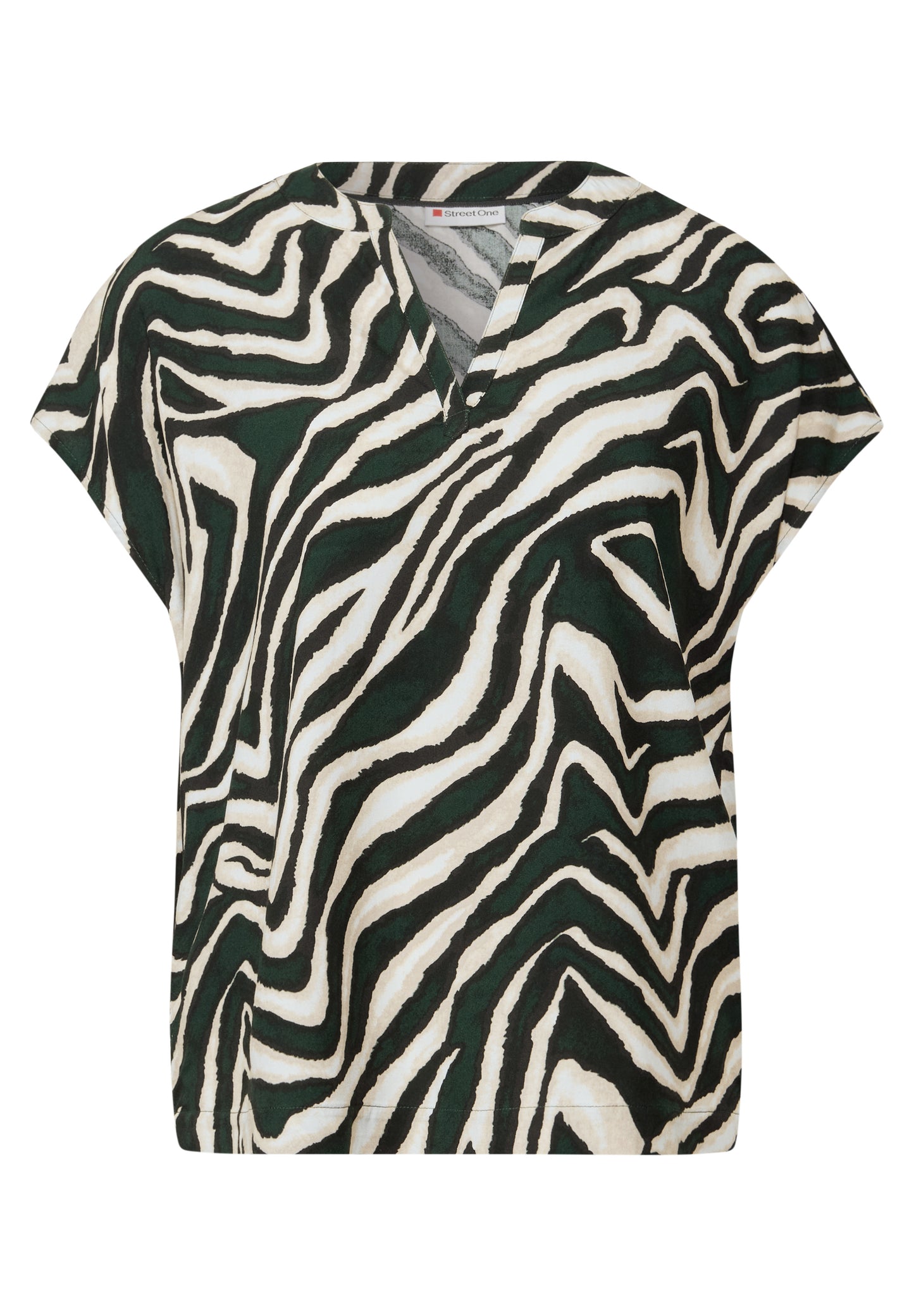 Street One Bluse mit Zebra-Muster - Farbe: pine grove green