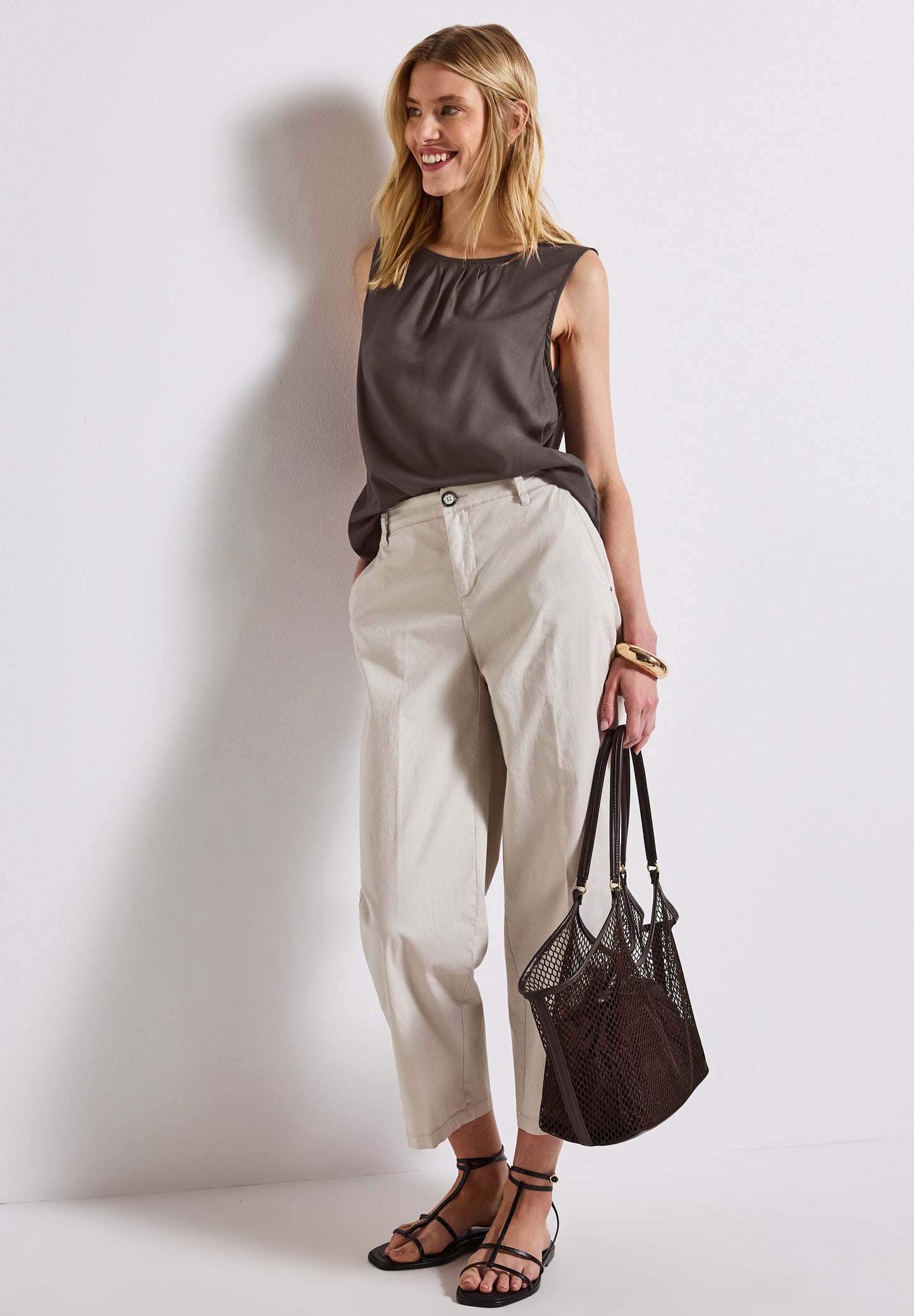 Street One Blusentop mit Raffung - Farbe: nomad brown