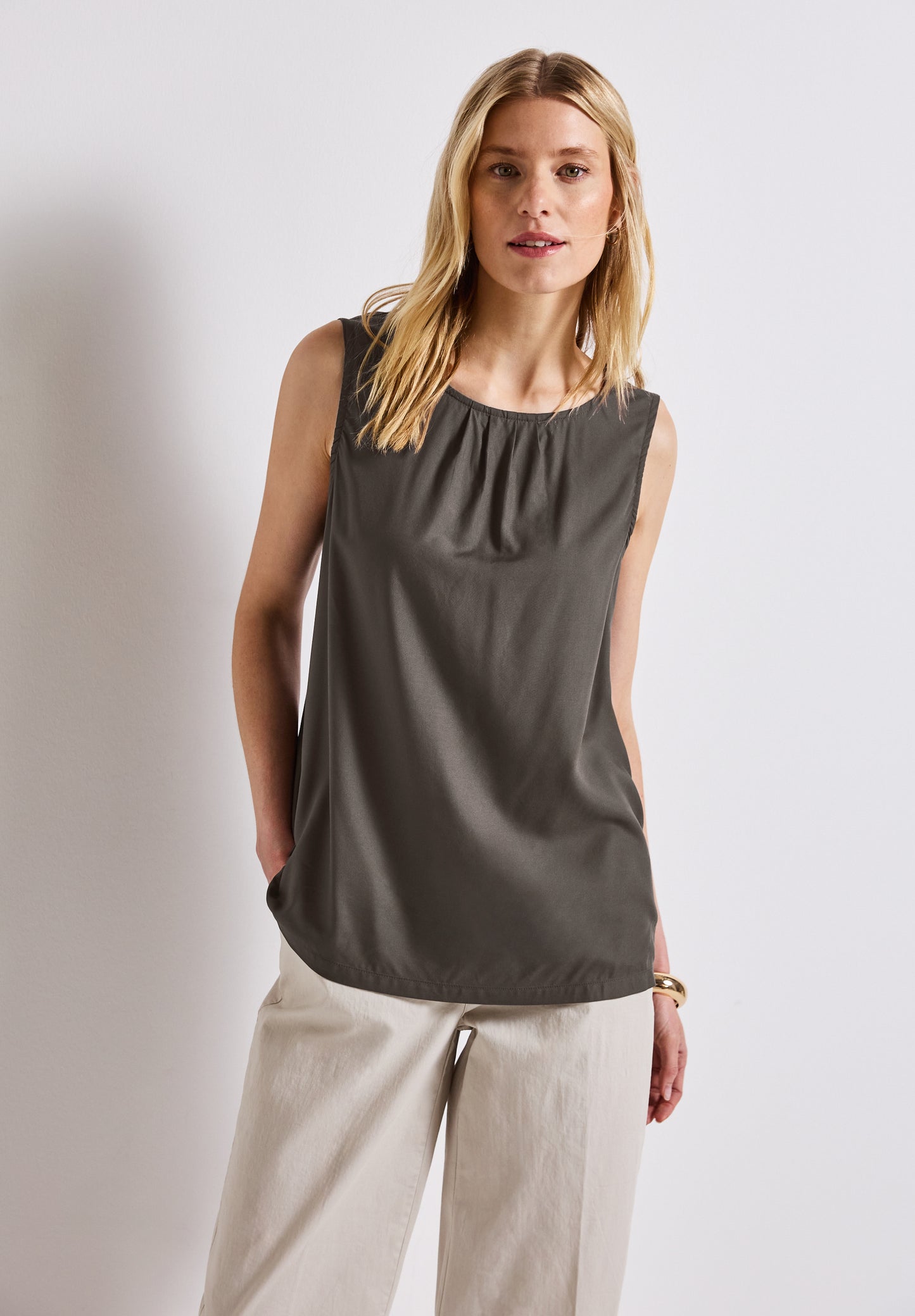Street One Blusentop mit Raffung - Farbe: nomad brown