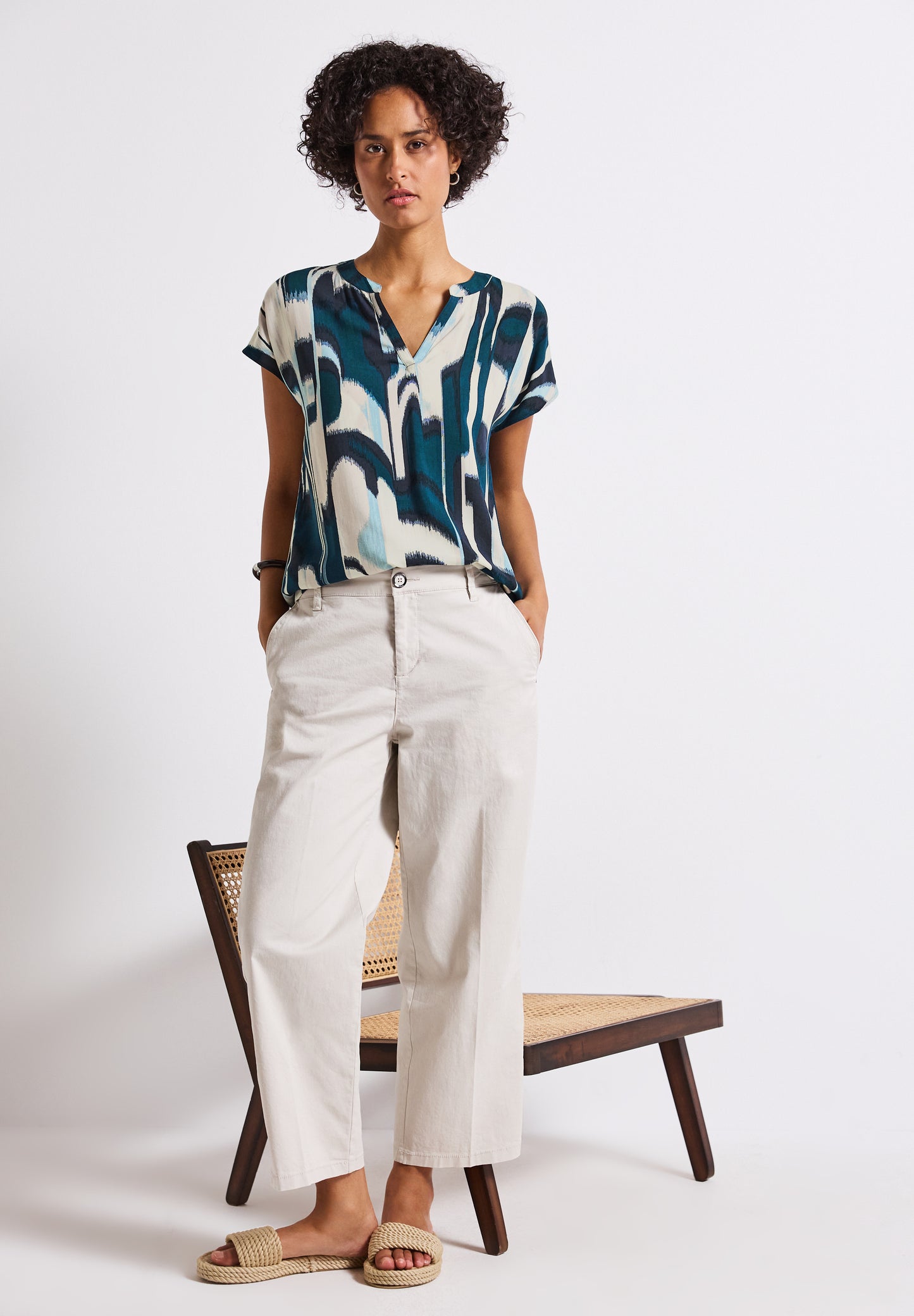 Street One Gemustertes Blusenshirt - Farbe: tide blue