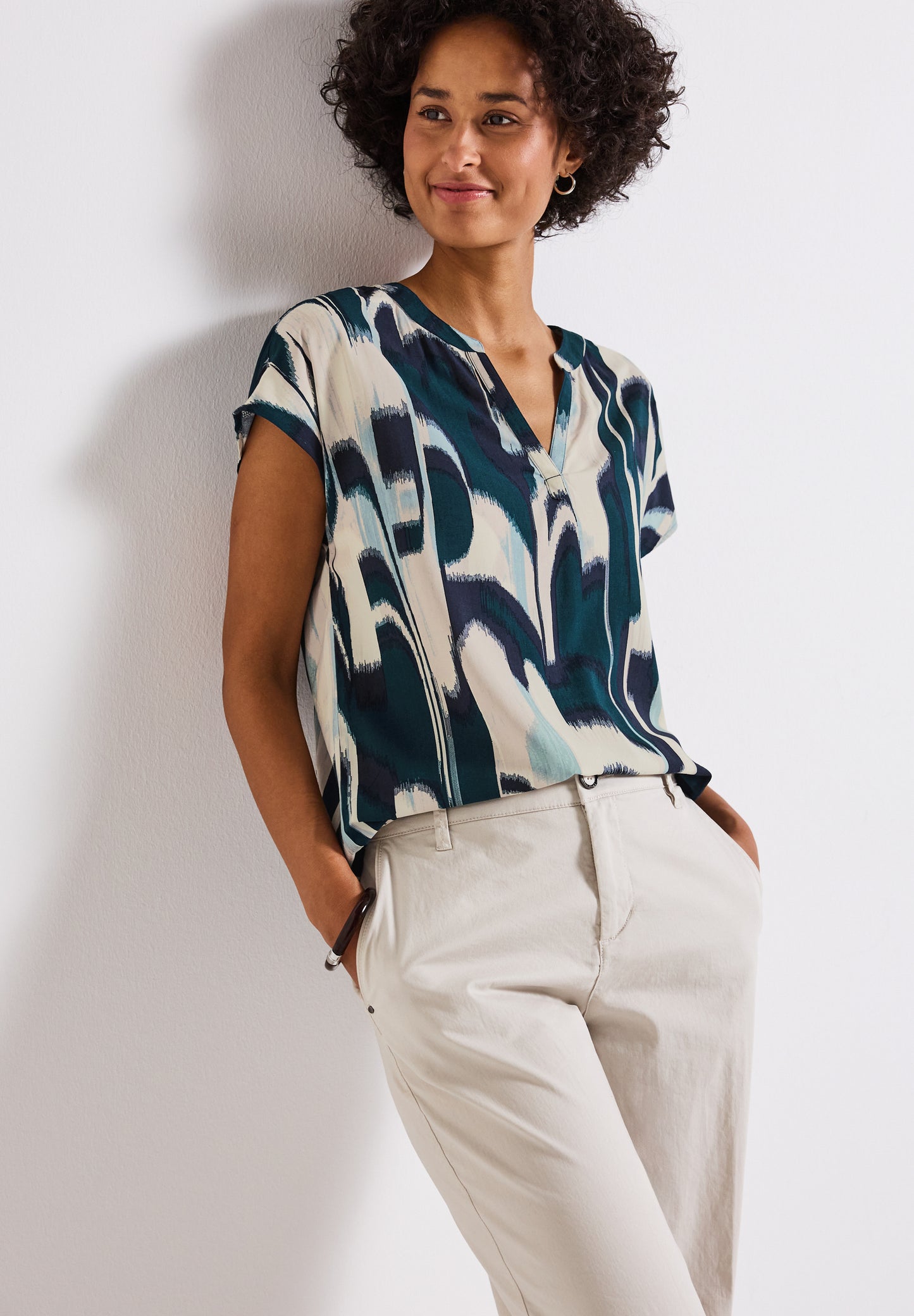 Street One Gemustertes Blusenshirt - Farbe: tide blue