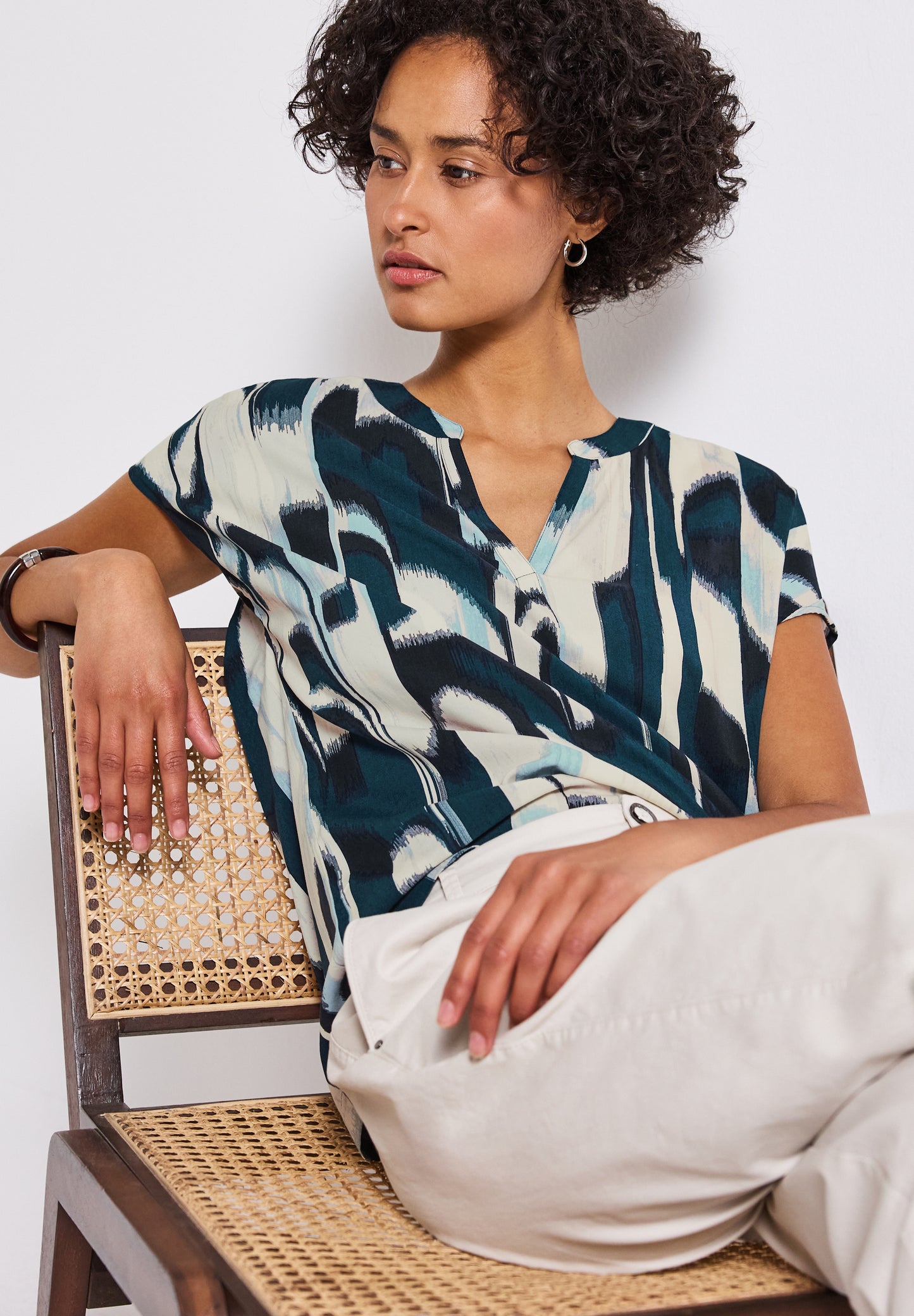 Street One Gemustertes Blusenshirt - Farbe: tide blue