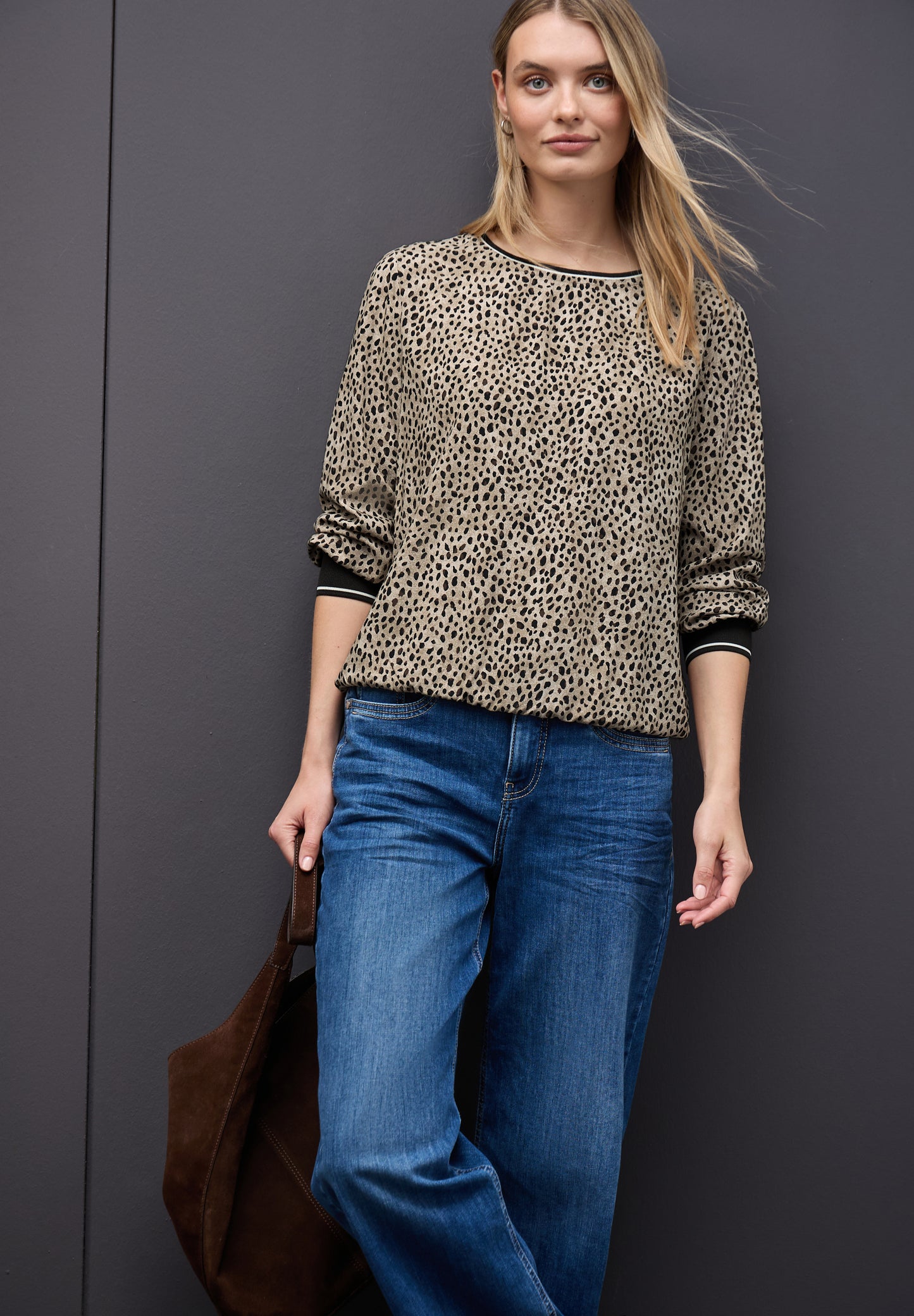 Street One Leo Bluse mit Tapedetails - Farbe: sanded beige