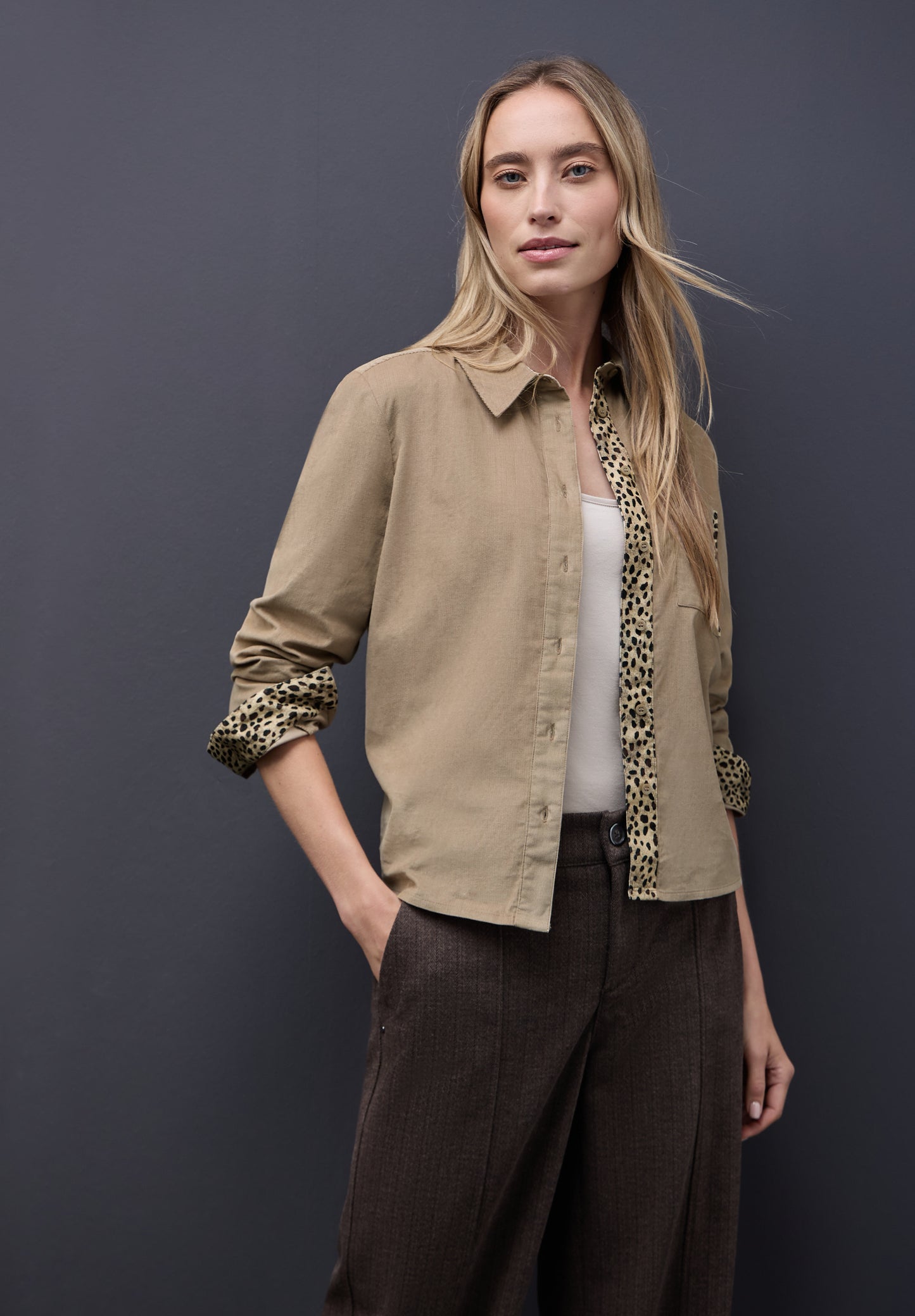 Street One Cordbluse mit Tapedetails - Farbe: flowing beige