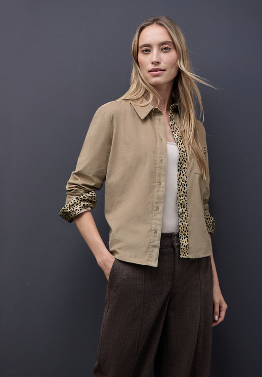Street One Cordbluse mit Tapedetails - Farbe: flowing beige