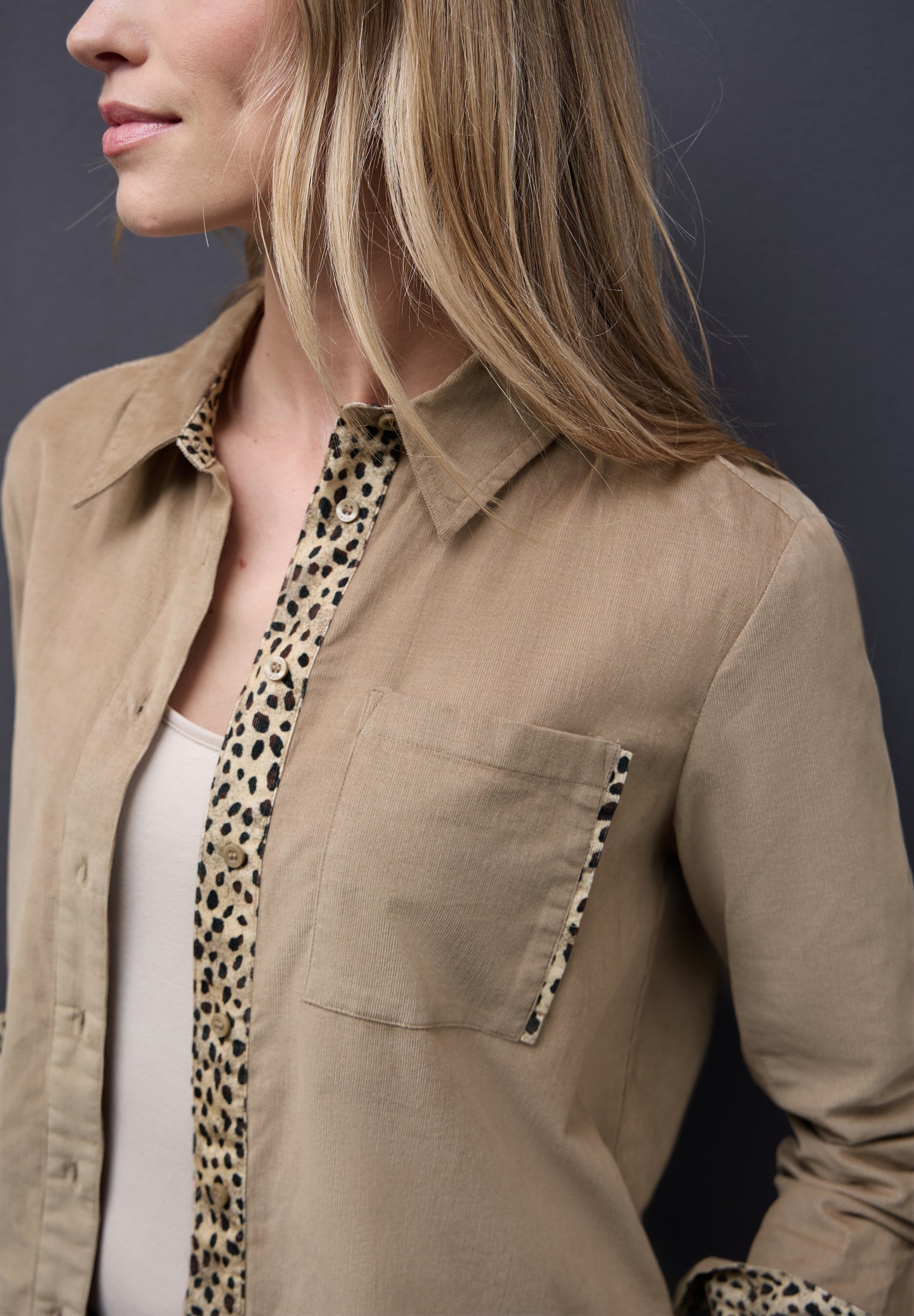 Street One Cordbluse mit Tapedetails - Farbe: flowing beige