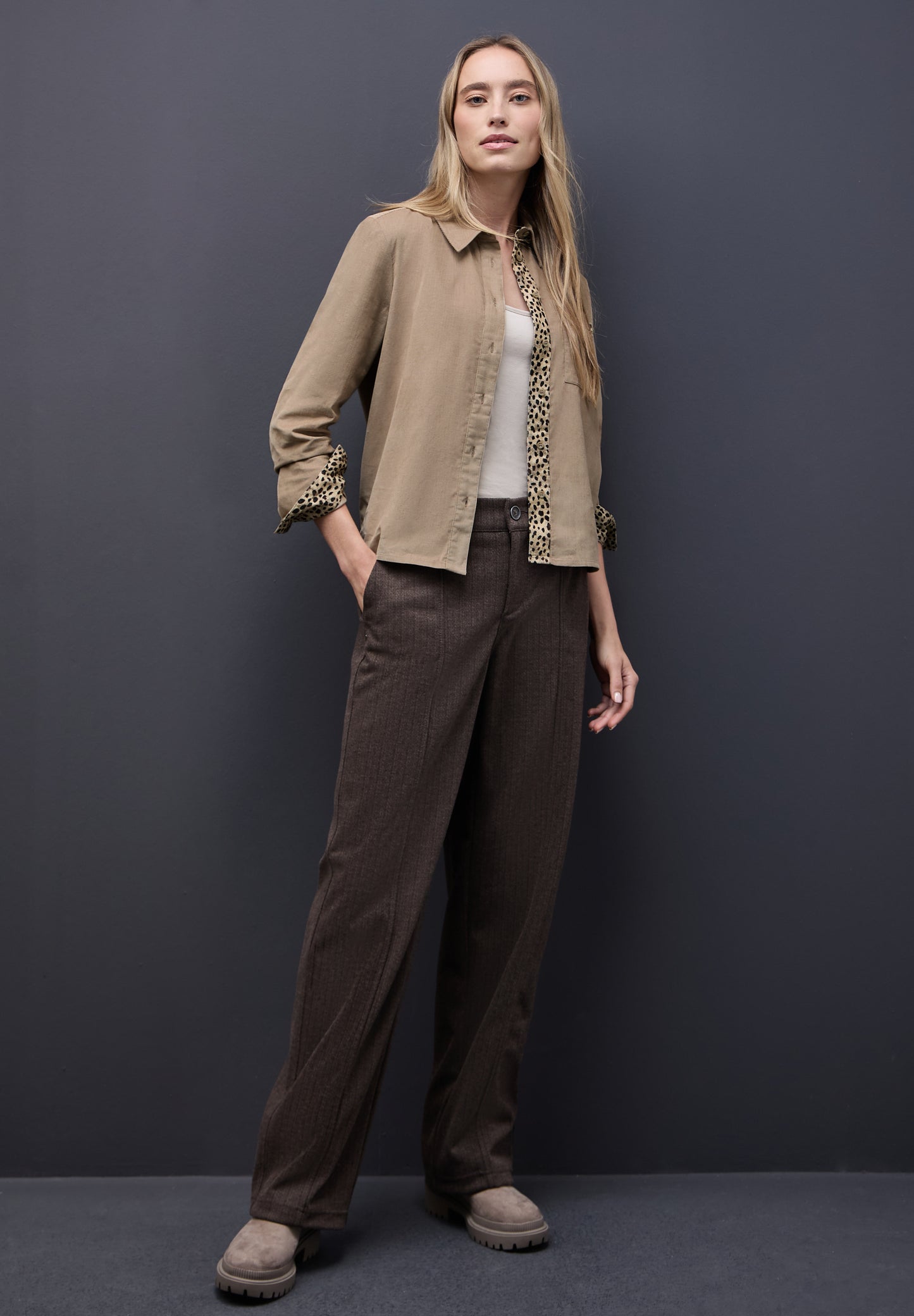 Street One Cordbluse mit Tapedetails - Farbe: flowing beige