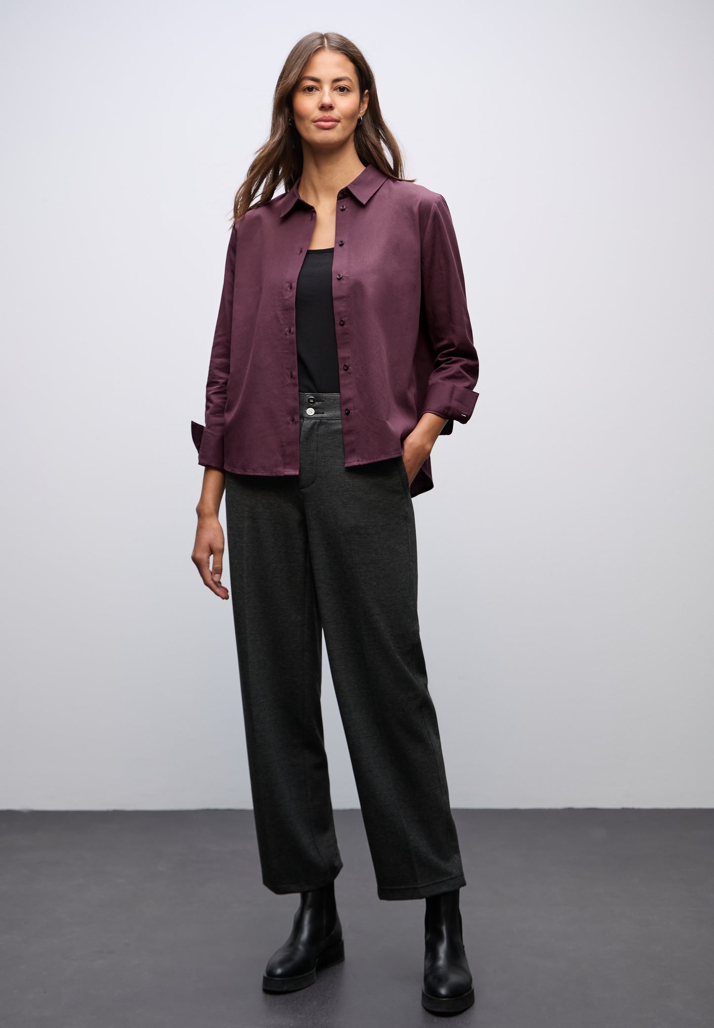 Street One Hemdbluse in Unifarbe - Farbe: jazz berry