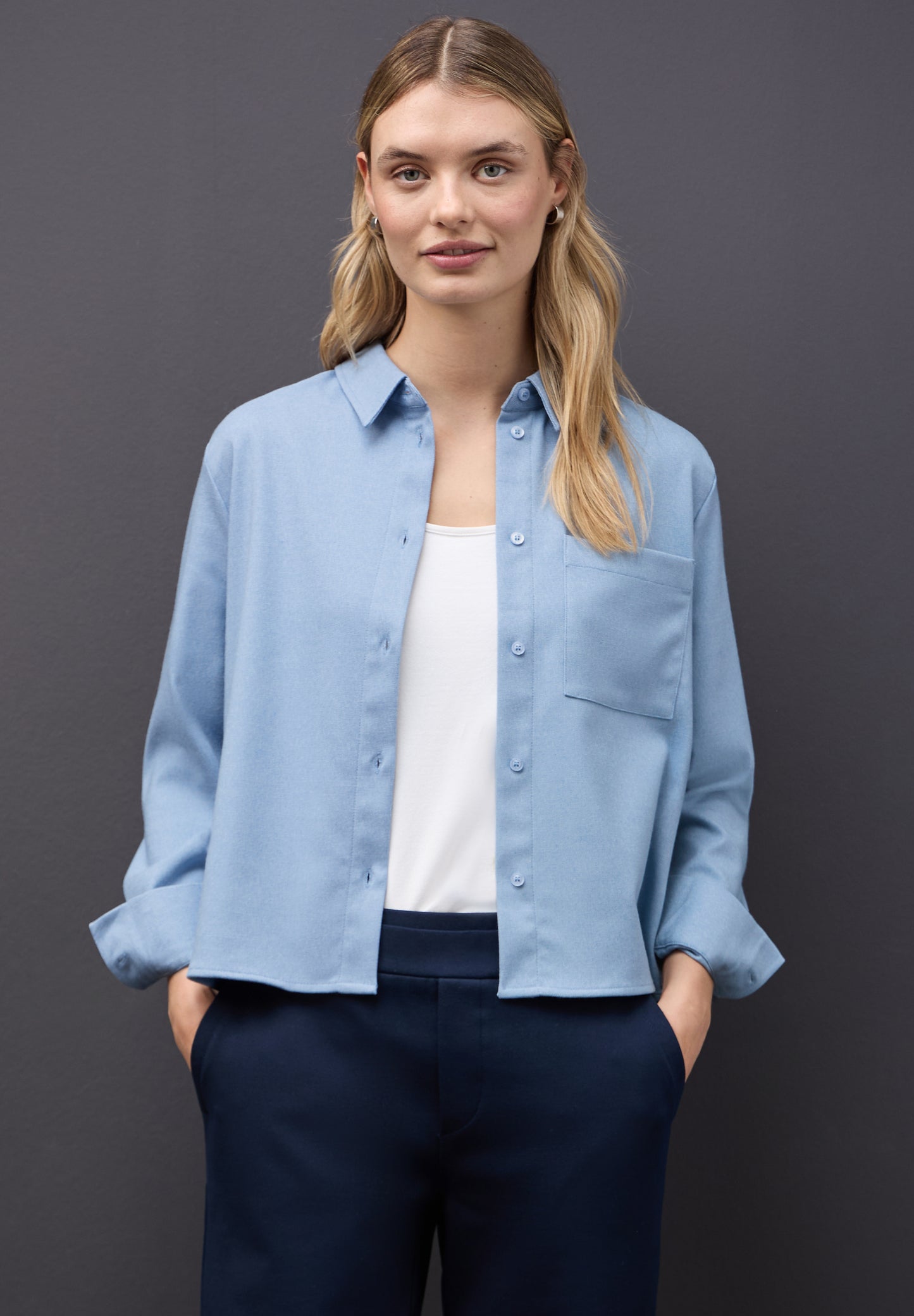 Street One Melange Bluse mit Tape - Farbe: frosted blue mel.