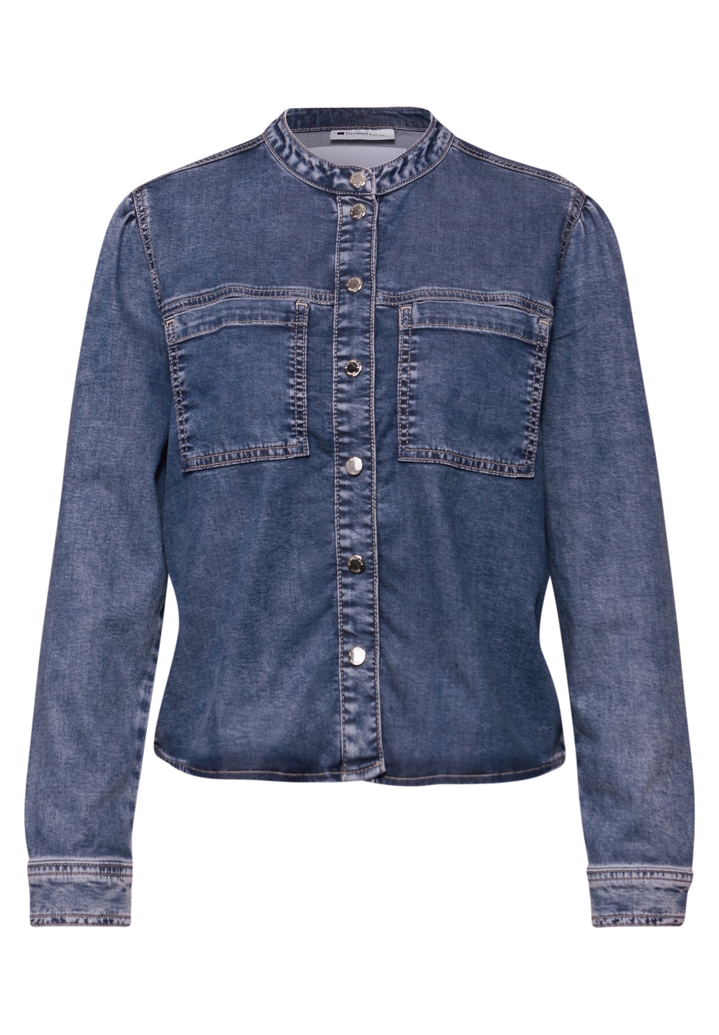 Street One - Bluse mit Brusttaschen - Farbe: Medium Blue Soft washed