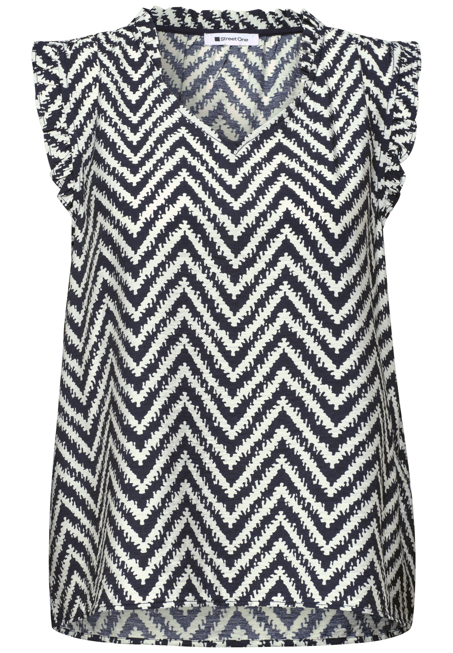 Street One - Blusentop mit V-Neck und Rüschen - Farbe: deep blue