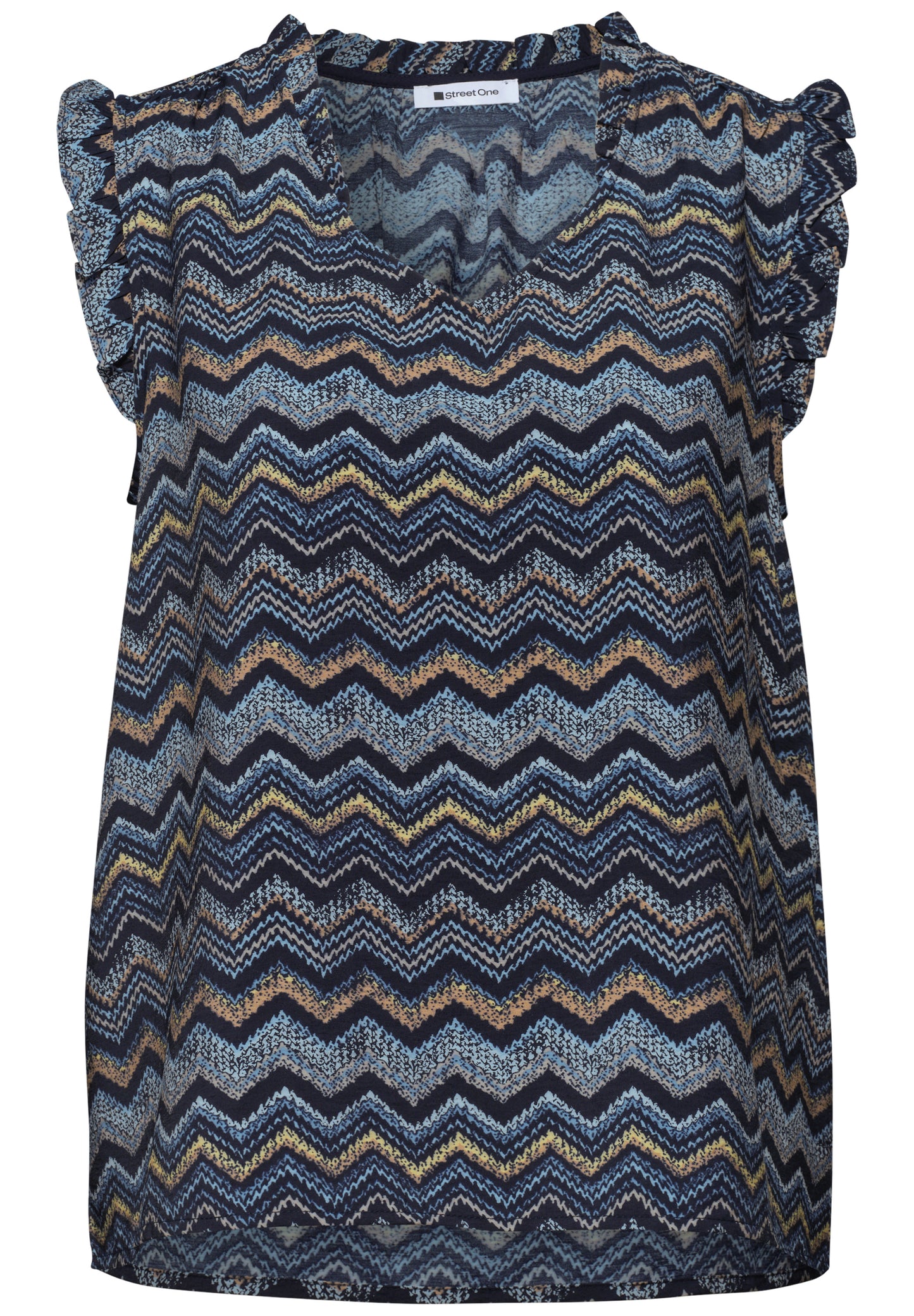 Street One - Blusentop mit V-Neck und Rüschen - Farbe: frozen wave
