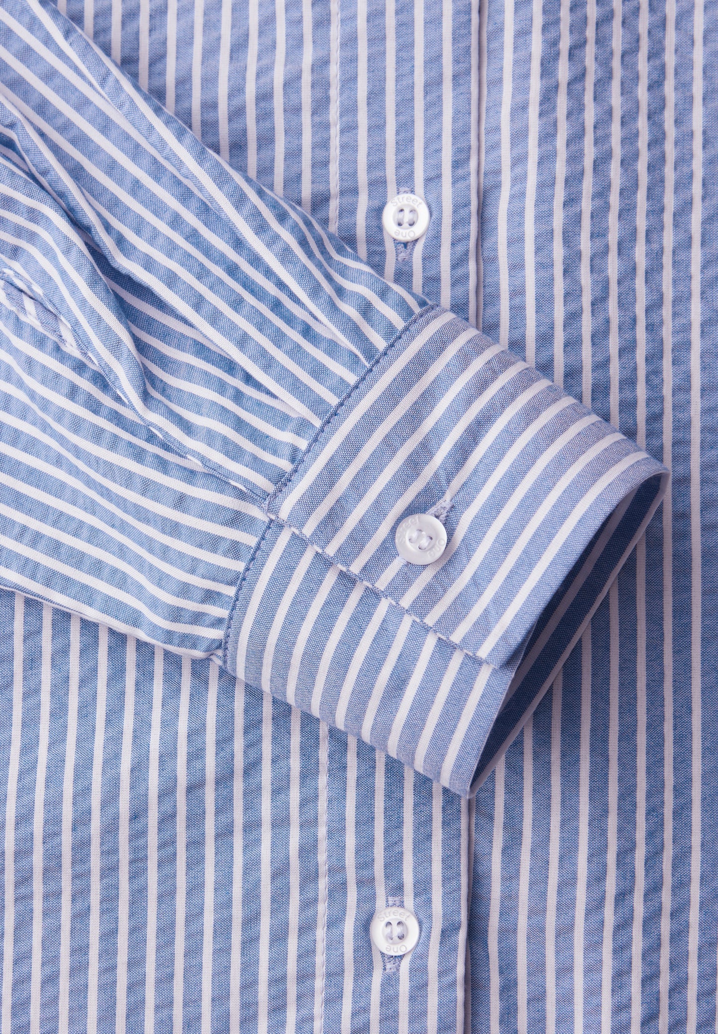 Street One - Langarm Bluse aus Seersuckerqualität - Farbe: original blue
