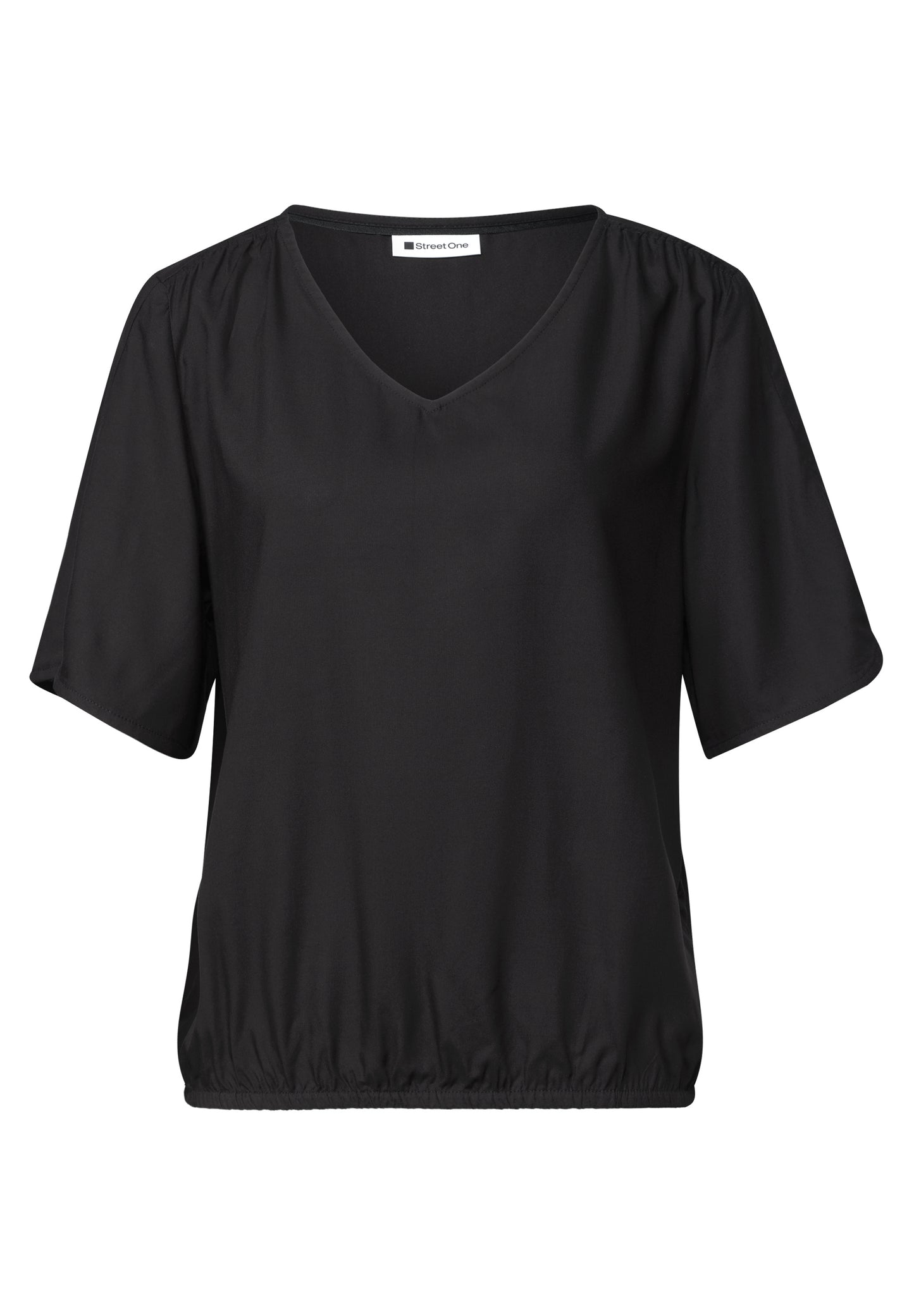 Street One - Kurzarm Blusenshirt mit V-Neck - Farbe: Black