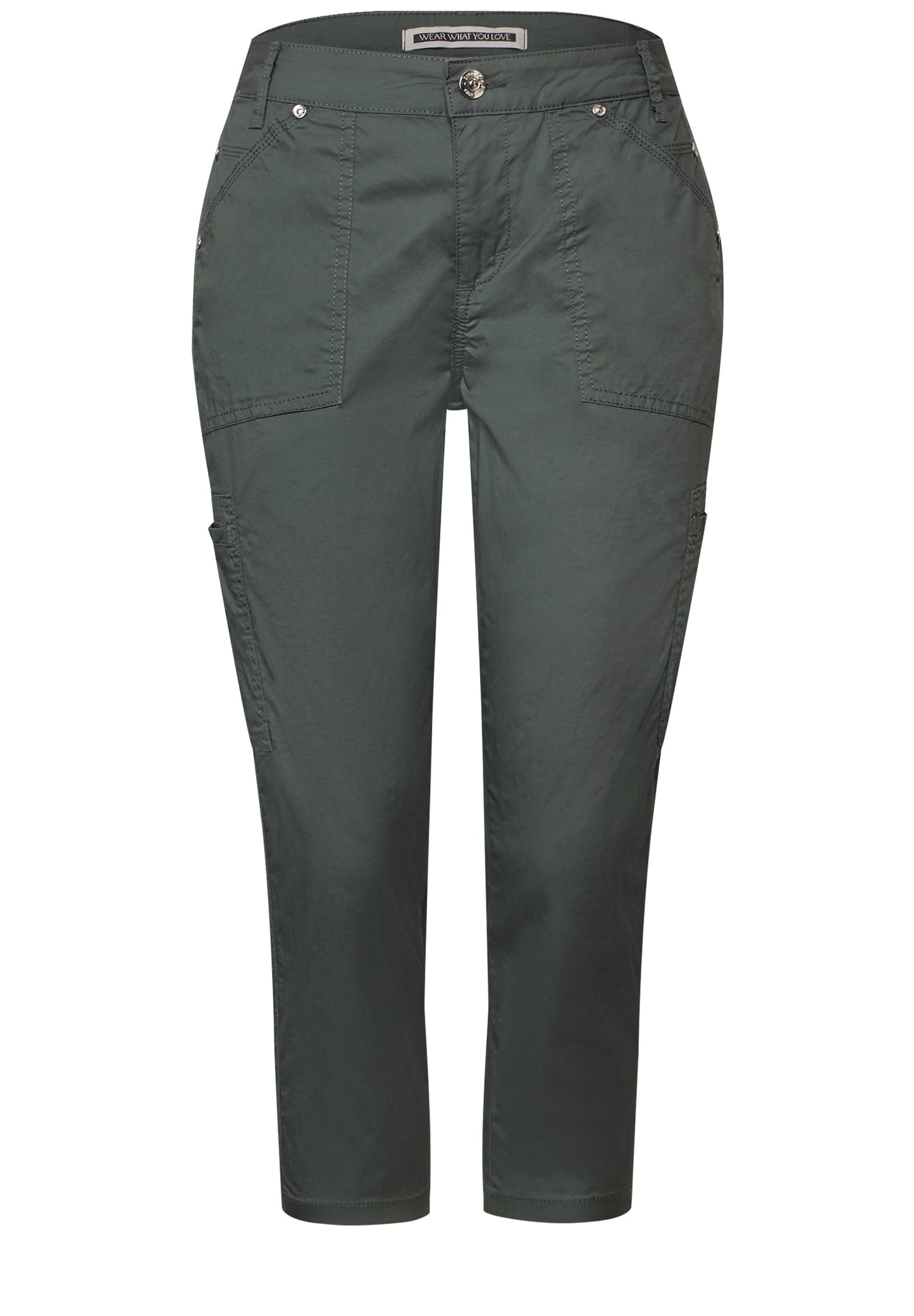 Street One 3/4 Satin Hose mit Taschen - Farbe: marshy green