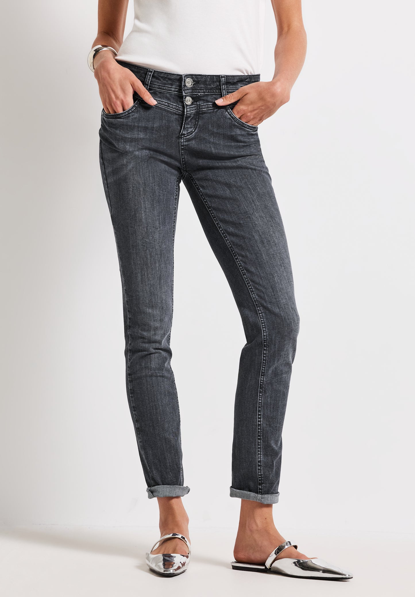 Street One Casual Fit Jeans - Farbe: dark steel grey washed