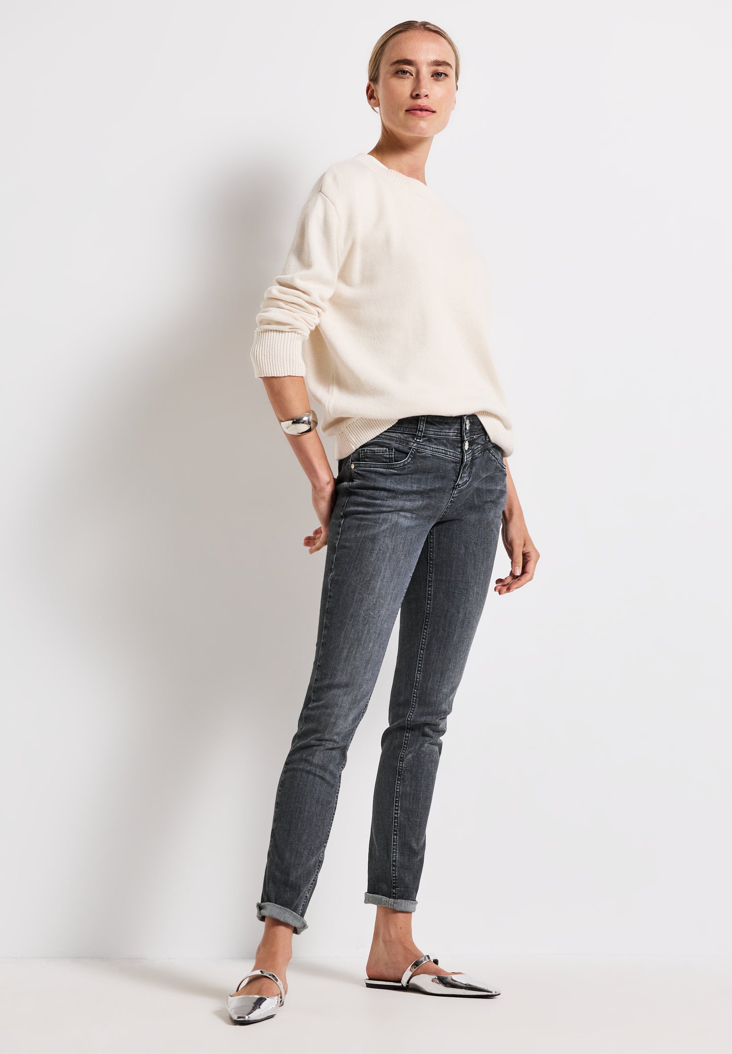 Street One Casual Fit Jeans - Farbe: dark steel grey washed