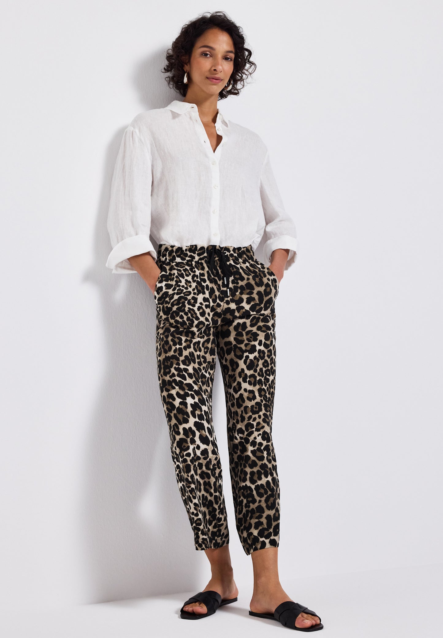 Street One Gemusterte Wide Leg Hose - Farbe: Black