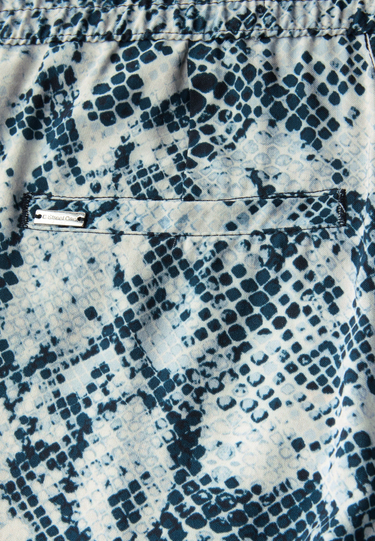 Street One Gemusterte Wide Leg Hose - Farbe: arona blue