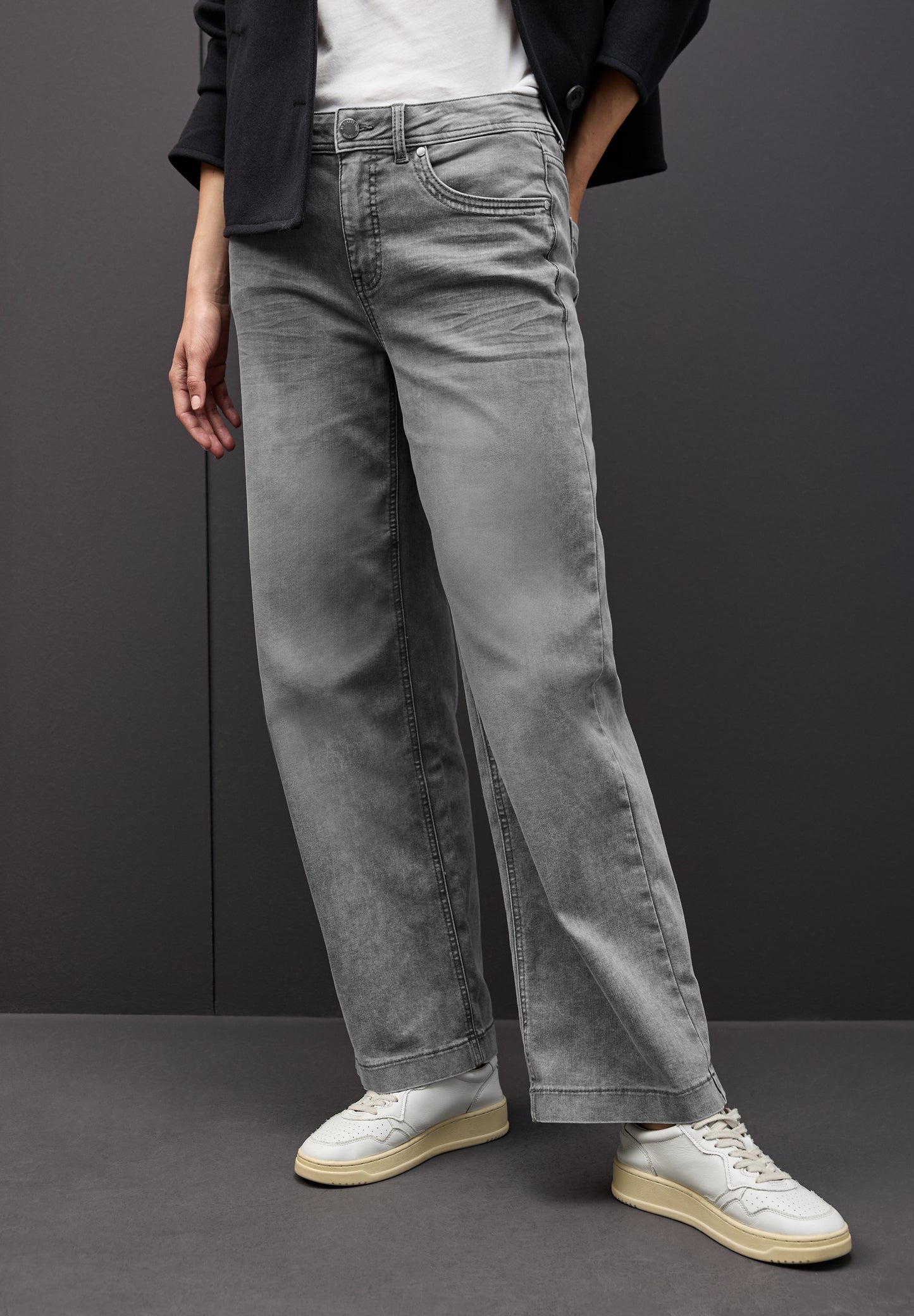 Street One Wide Leg Jeans - Farbe: light grey random washed